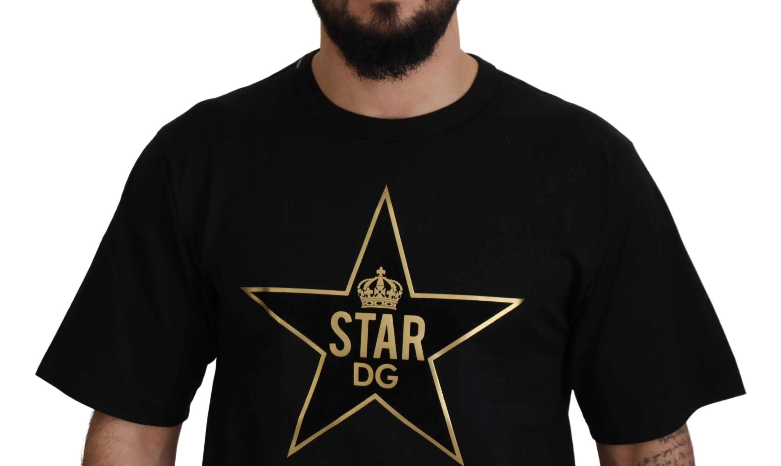 Zwart Goud STAR Crown DG Katoenen Crewneck T-shirt