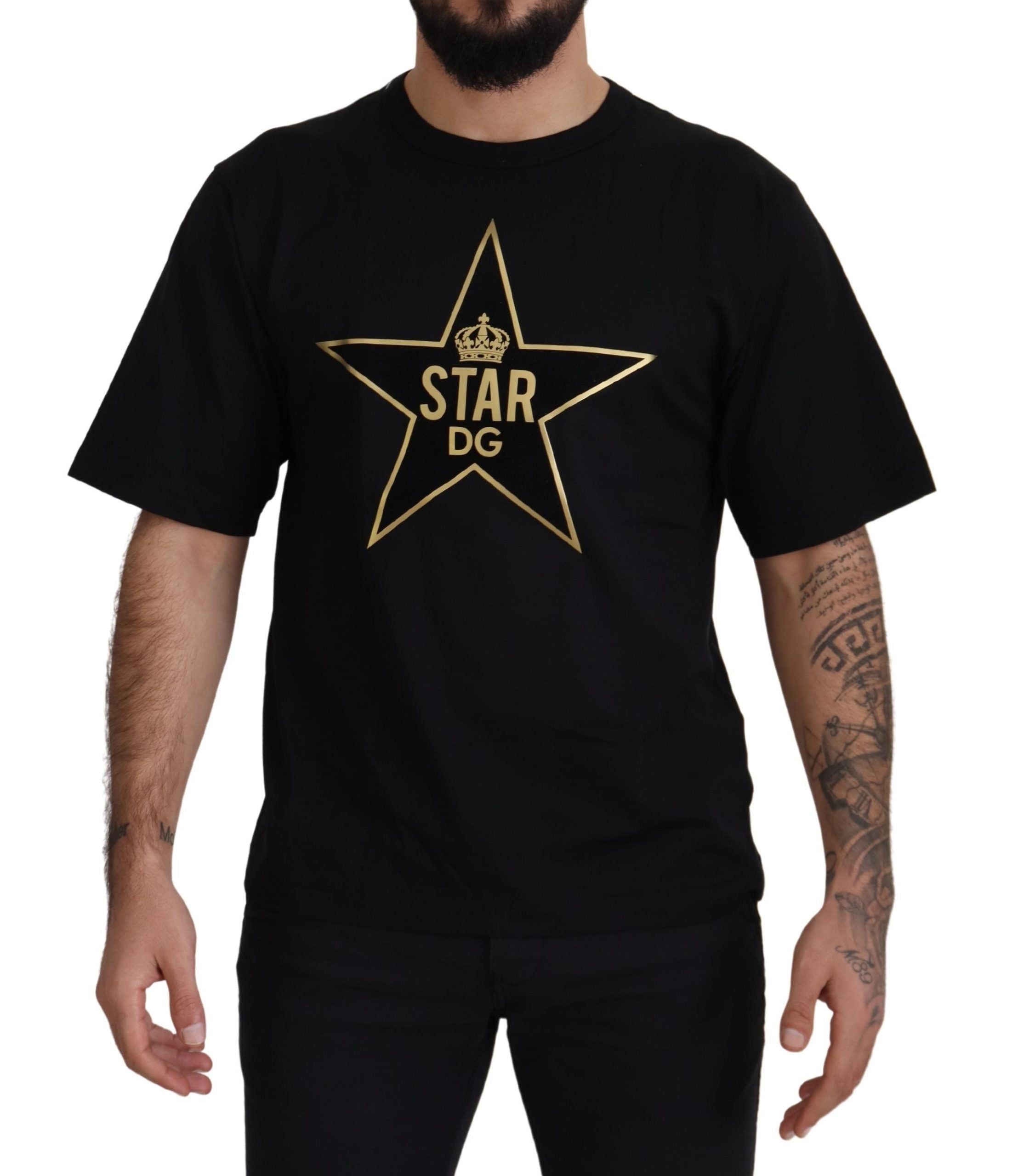 Zwart Goud STAR Crown DG Katoenen Crewneck T-shirt