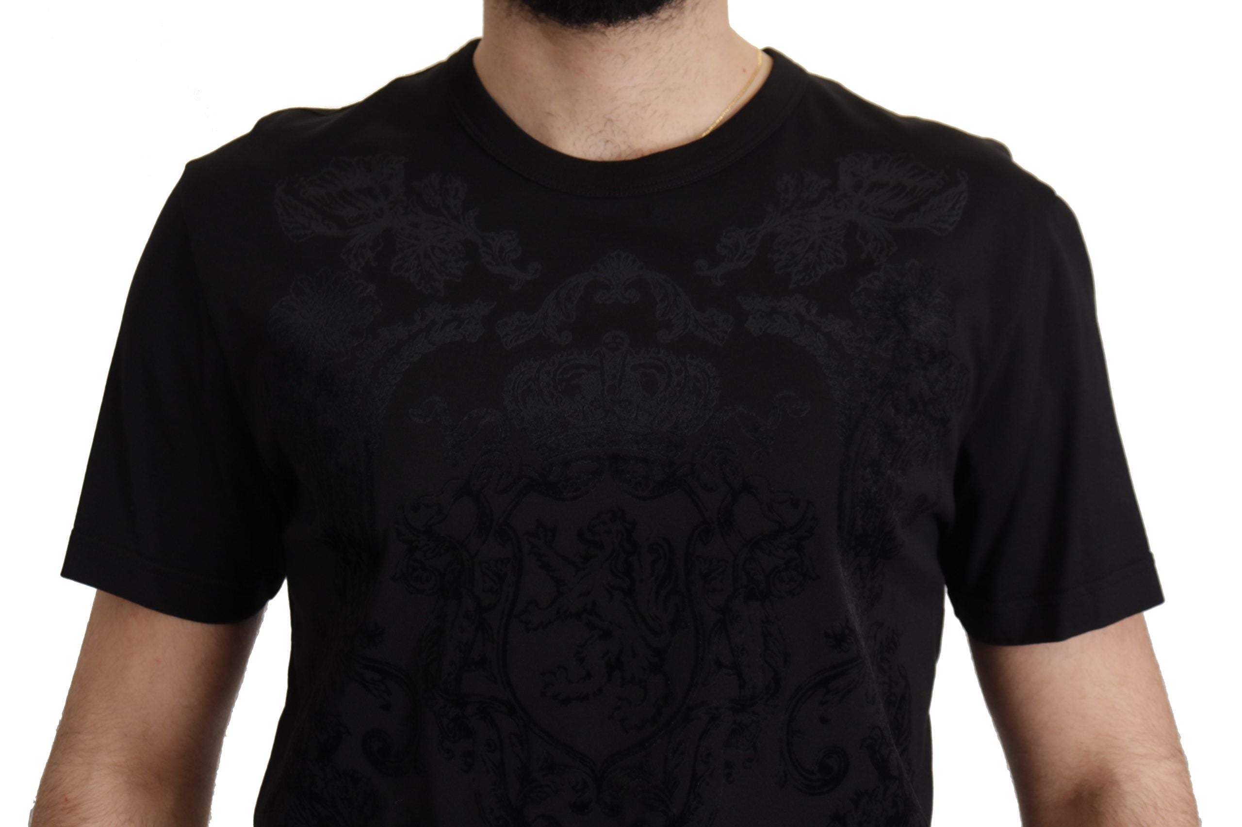 Zwart DG Barok Katoenen T-shirt met ronde hals