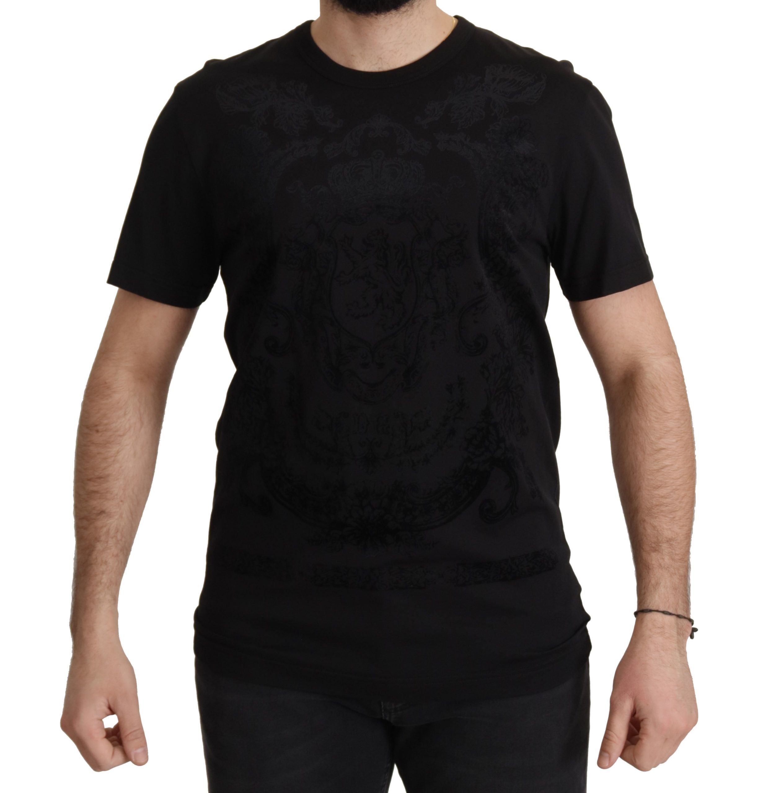 Zwart DG Barok Katoenen T-shirt met ronde hals