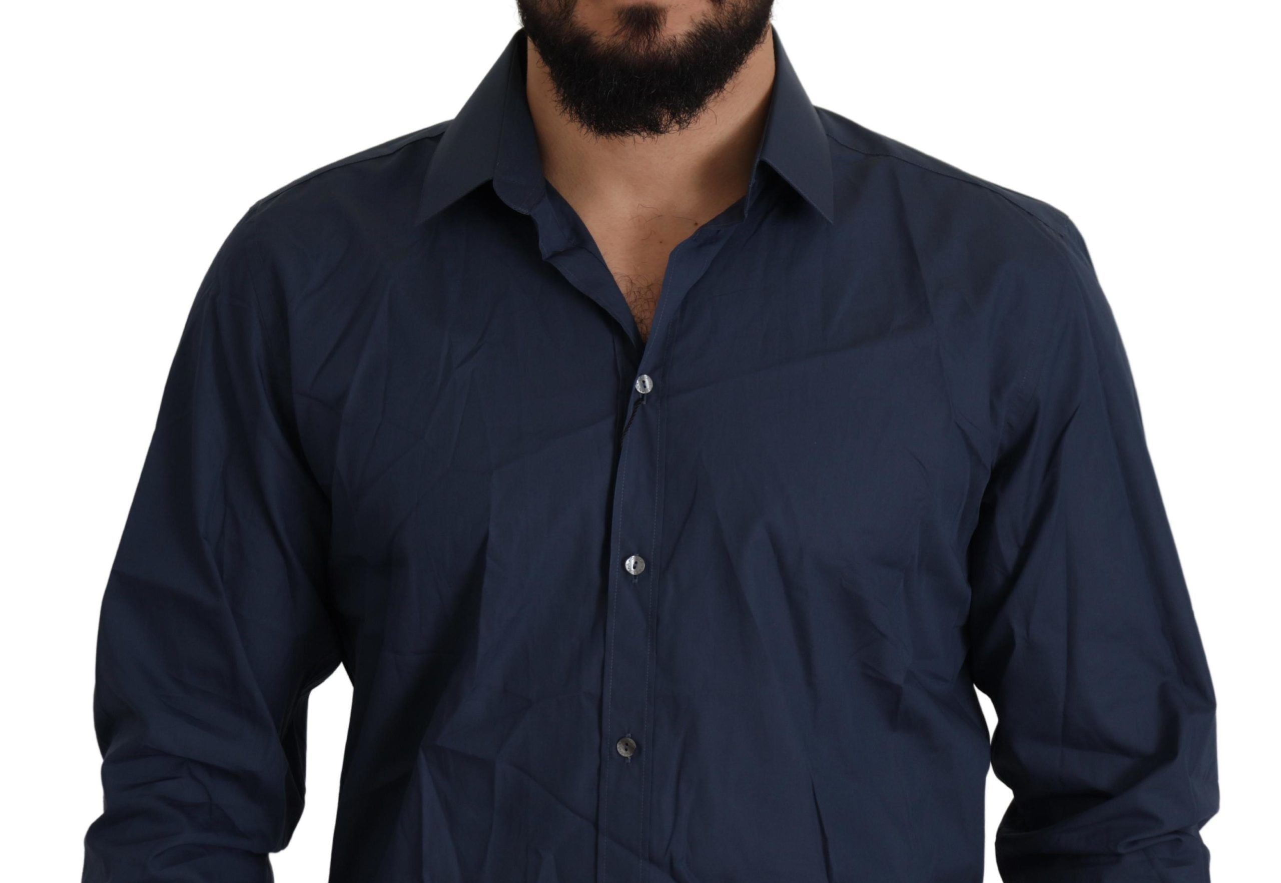 Blauw katoenen MARTINI slim fit overhemd