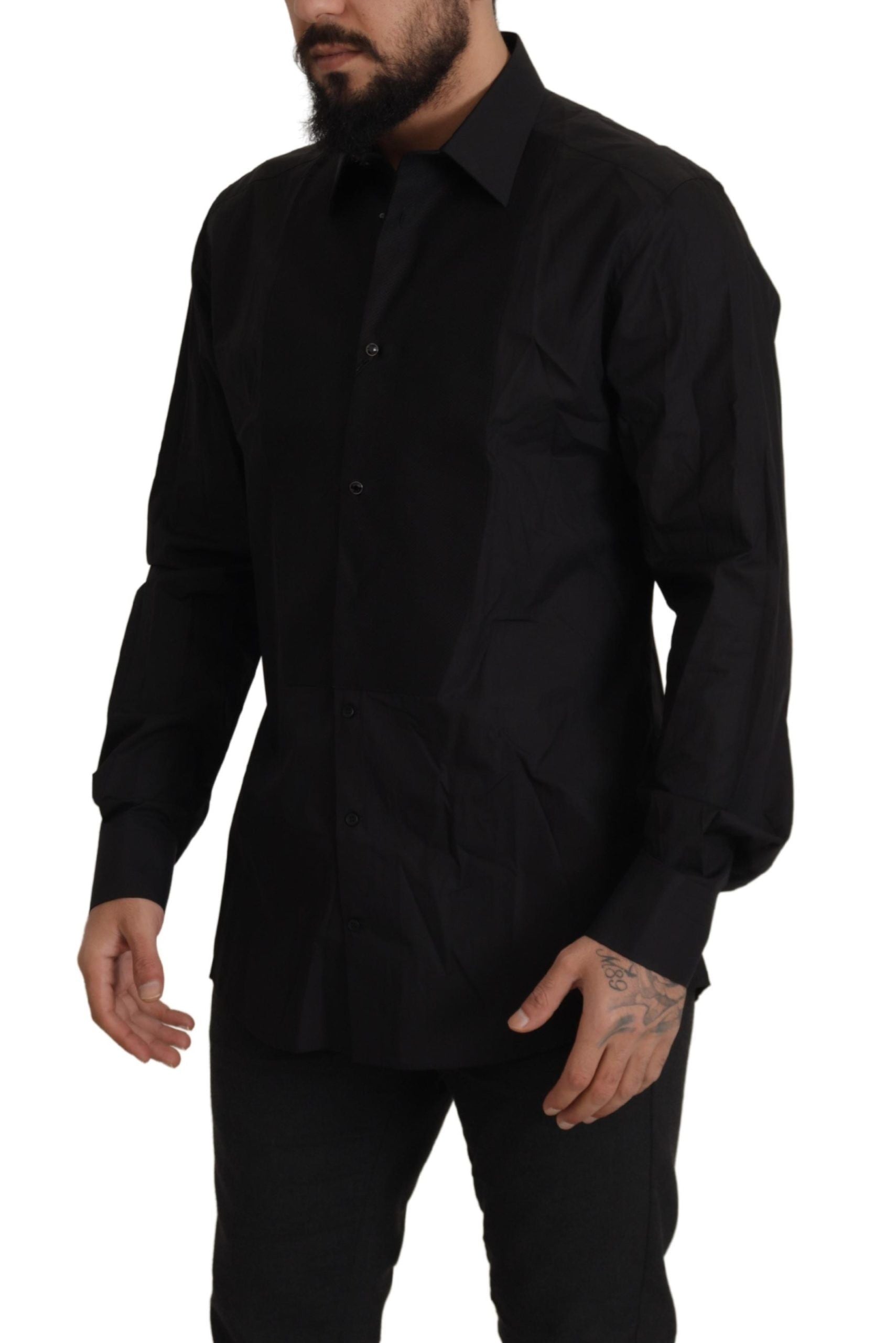 Zwart GOUD Slim Fit Smokingoverhemd