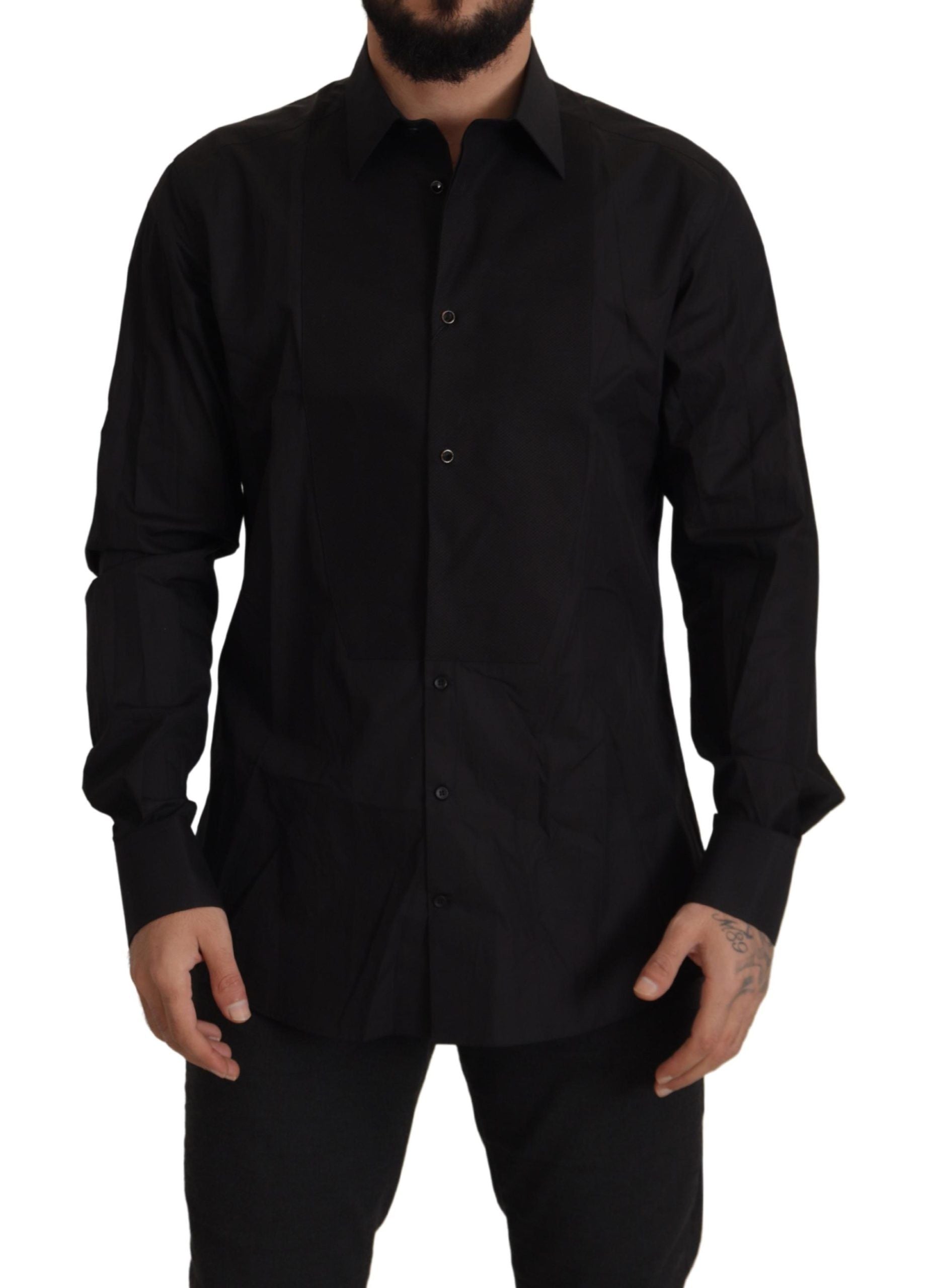 Zwart GOUD Slim Fit Smokingoverhemd