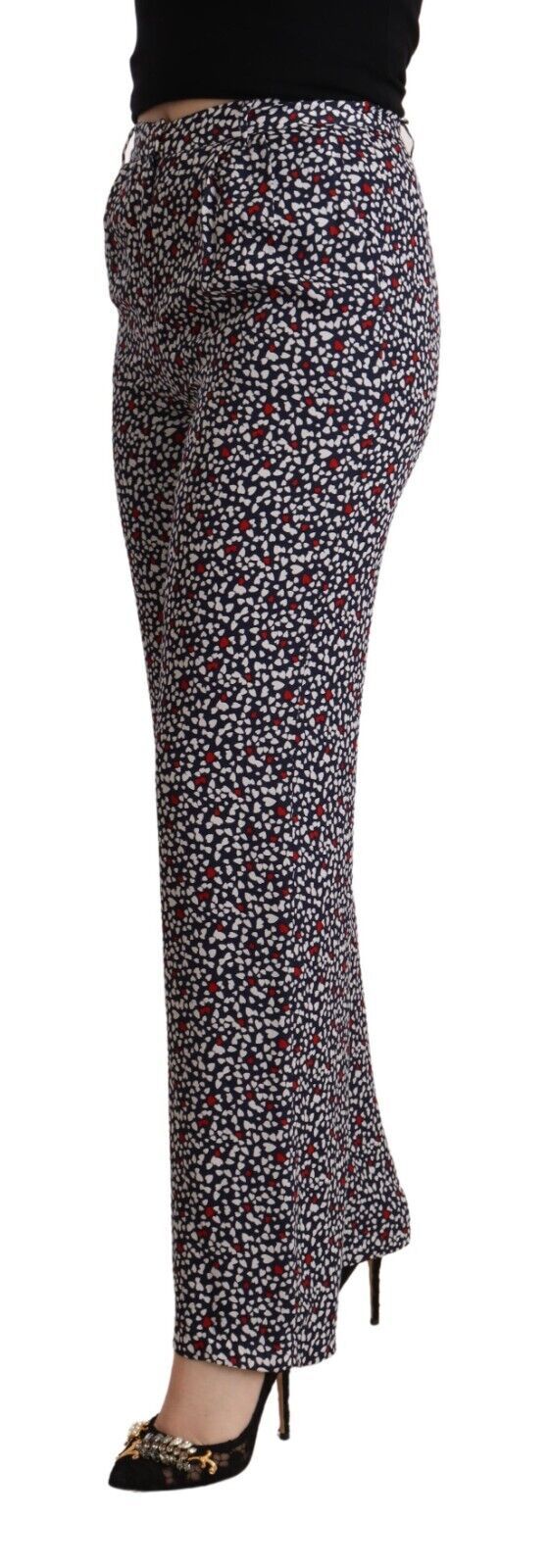 Zwarte hoge taille bedrukte rechte broek
