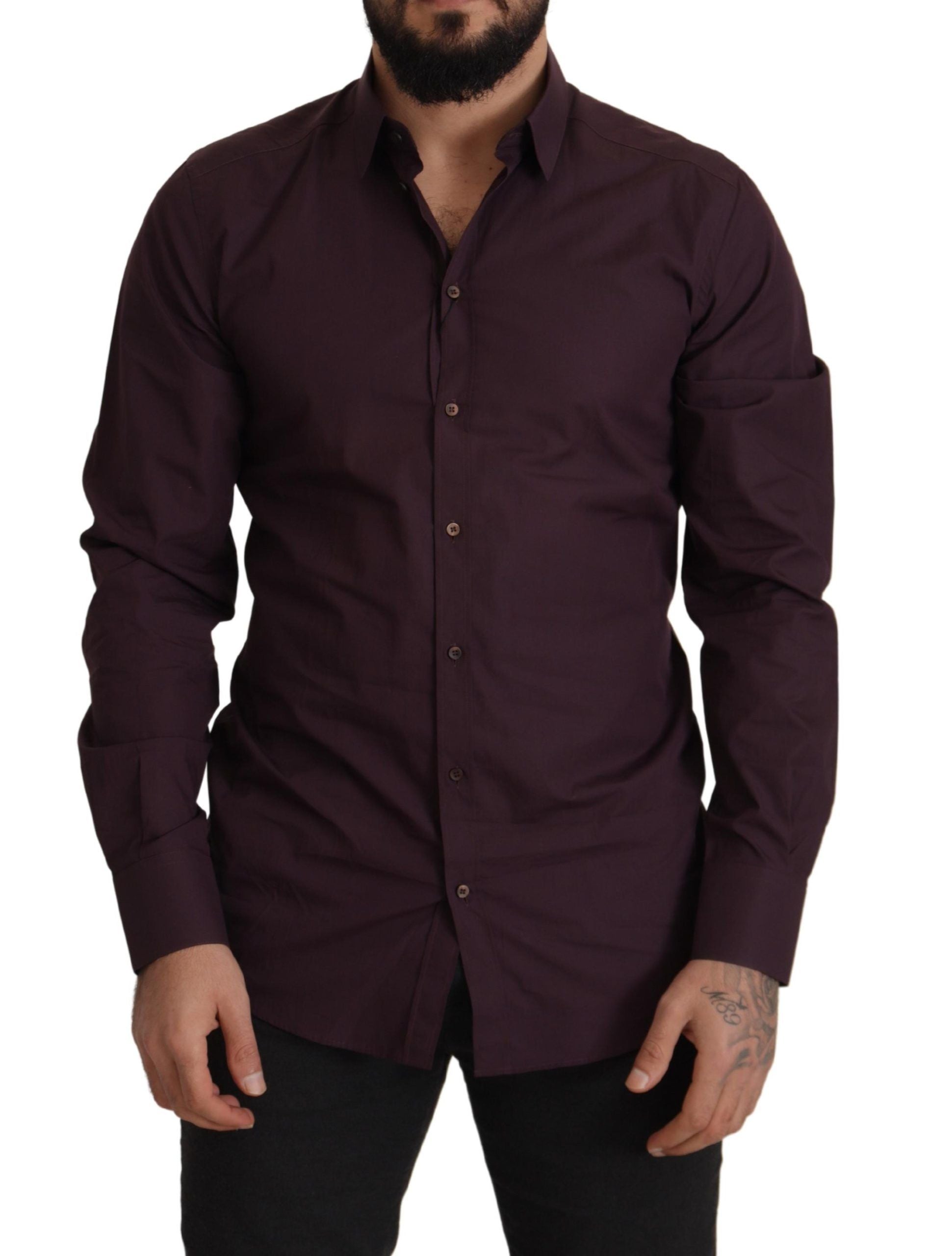 Paars katoenen GOUD slim fit overhemd
