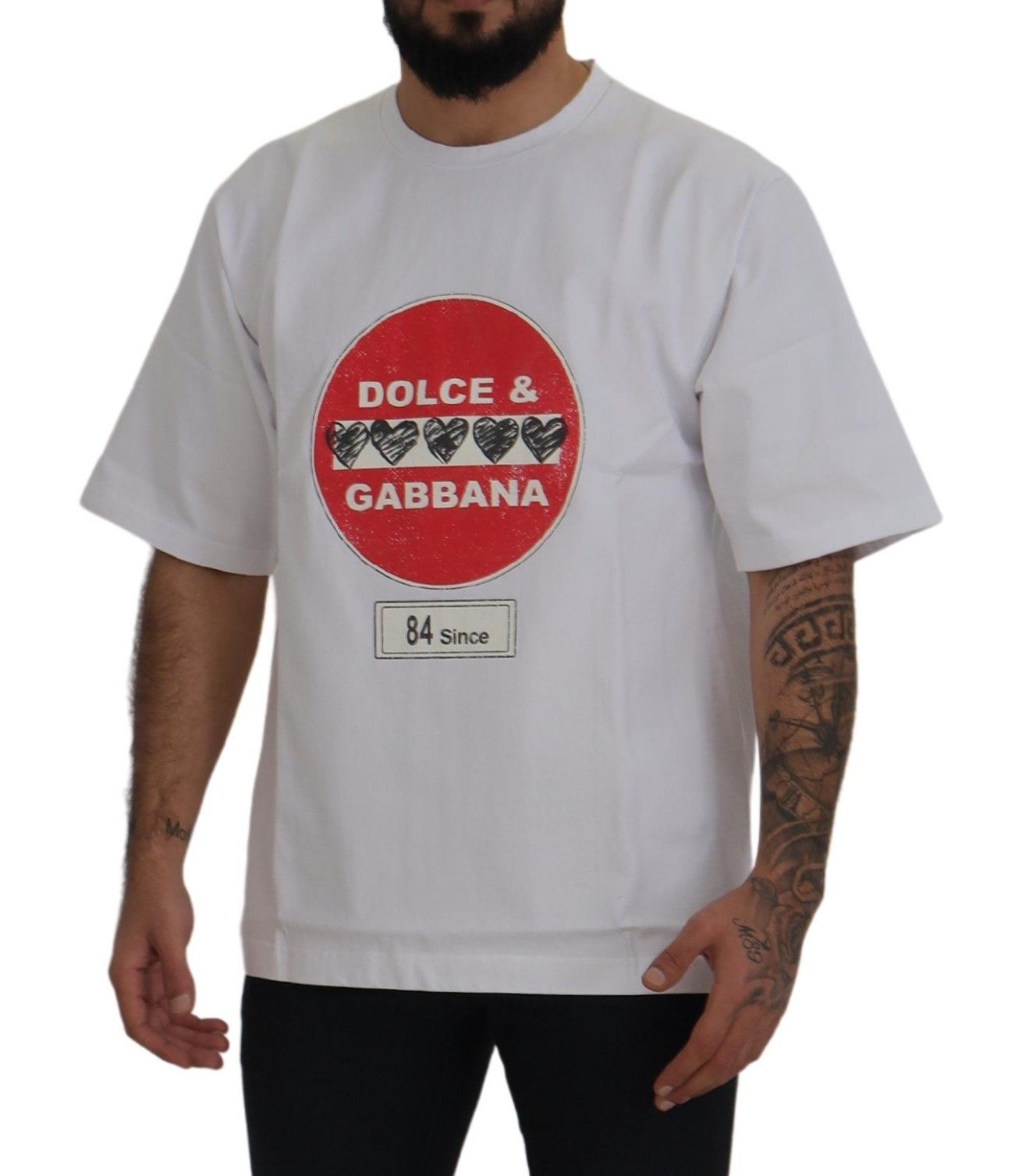 Wit Amor Heart katoenen T-shirt met ronde hals