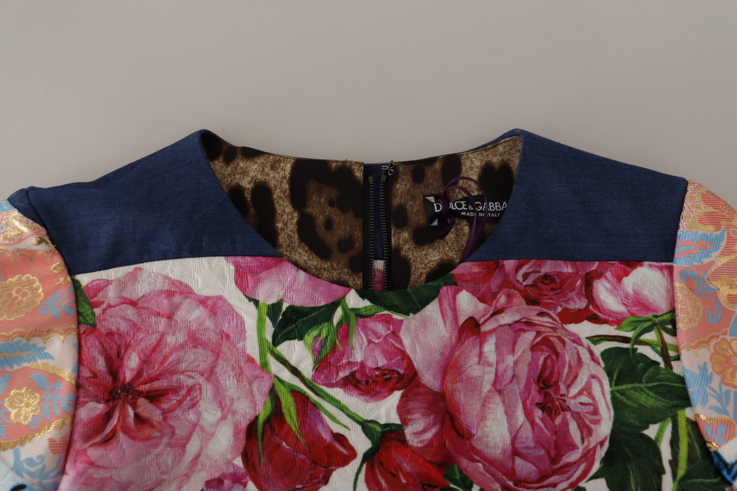 Multicolor Pachwork Floral Sheath Jaquard Mini Jurk