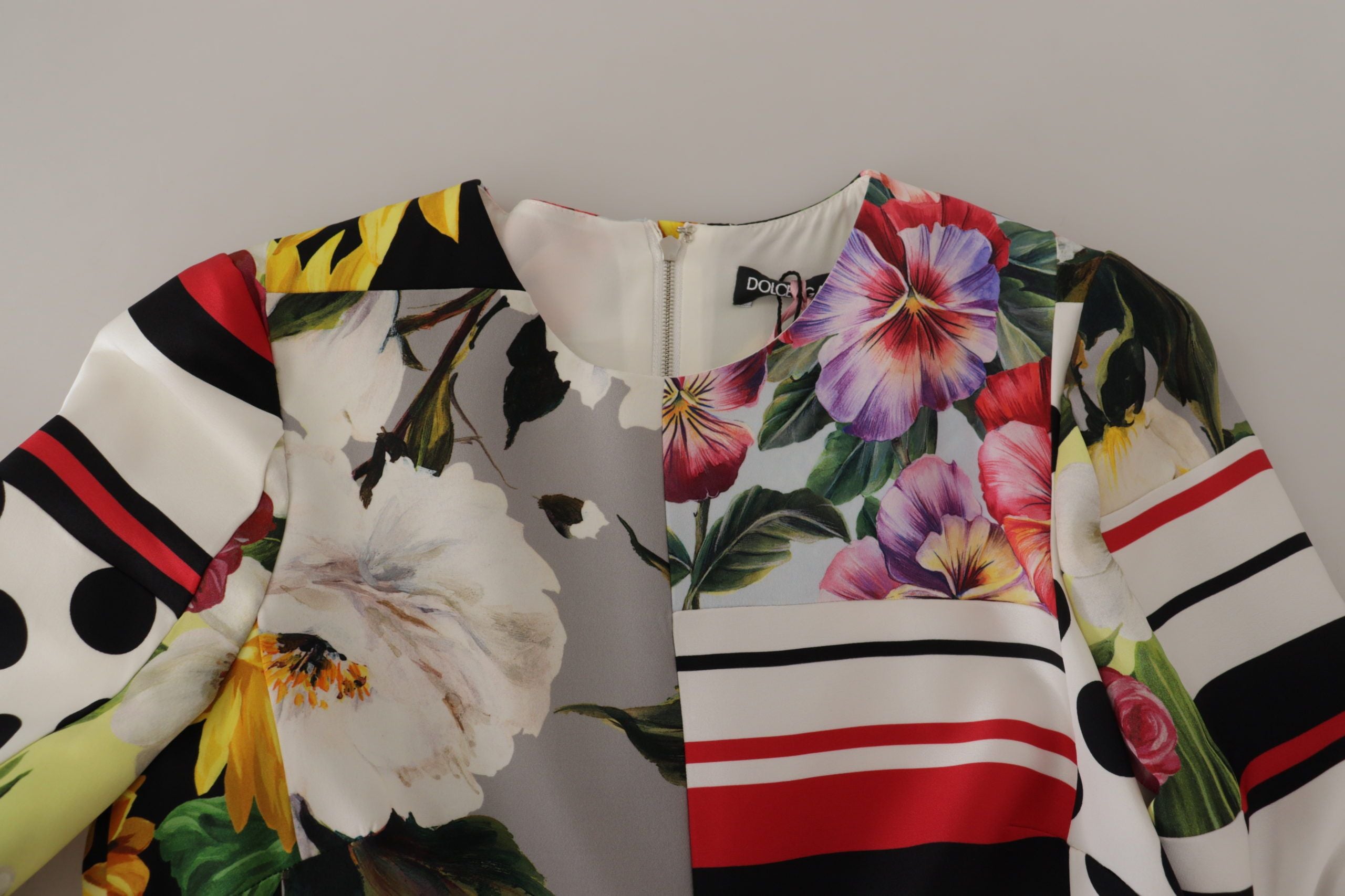 Multicolor Charmeuse Floral Sheath Jaquard Pachwork Jurk