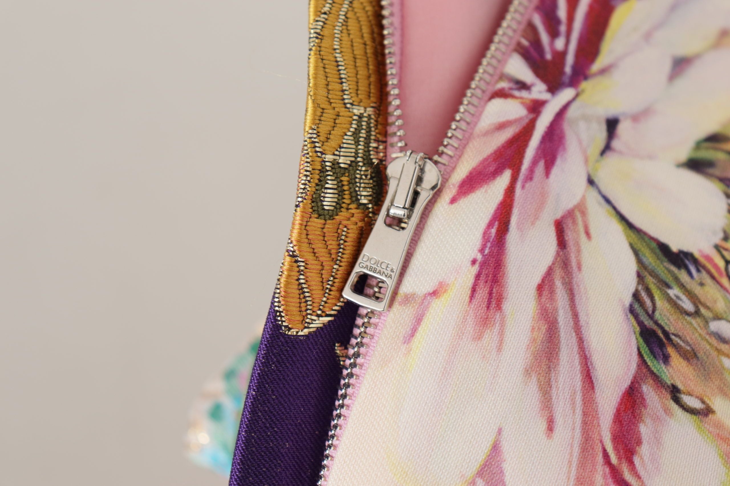 Jurk Midi Patchwork Bloemen Jaquard Zijde