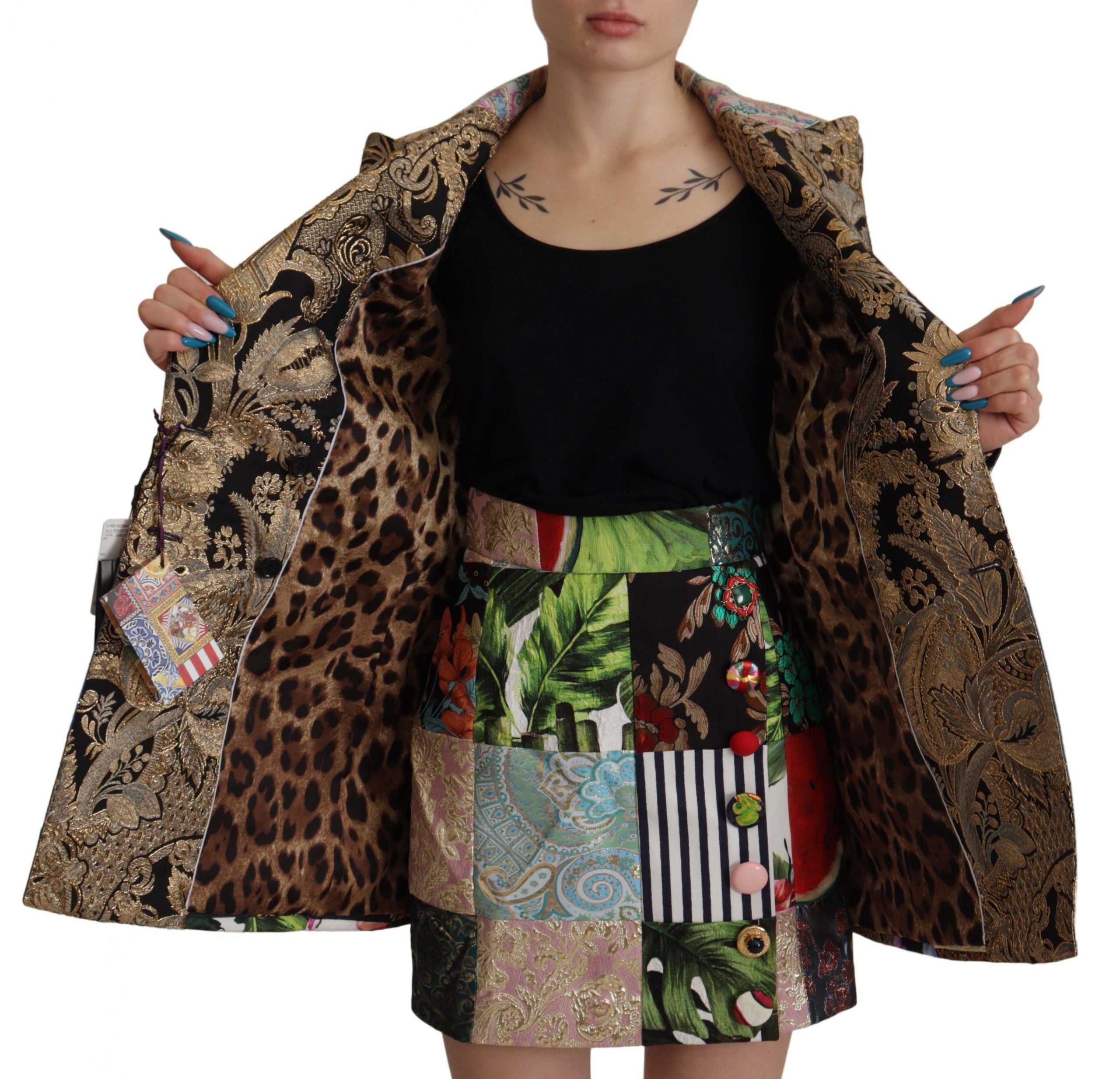 Multicolor dubbelrijs patchwork jacquard blazerjasje