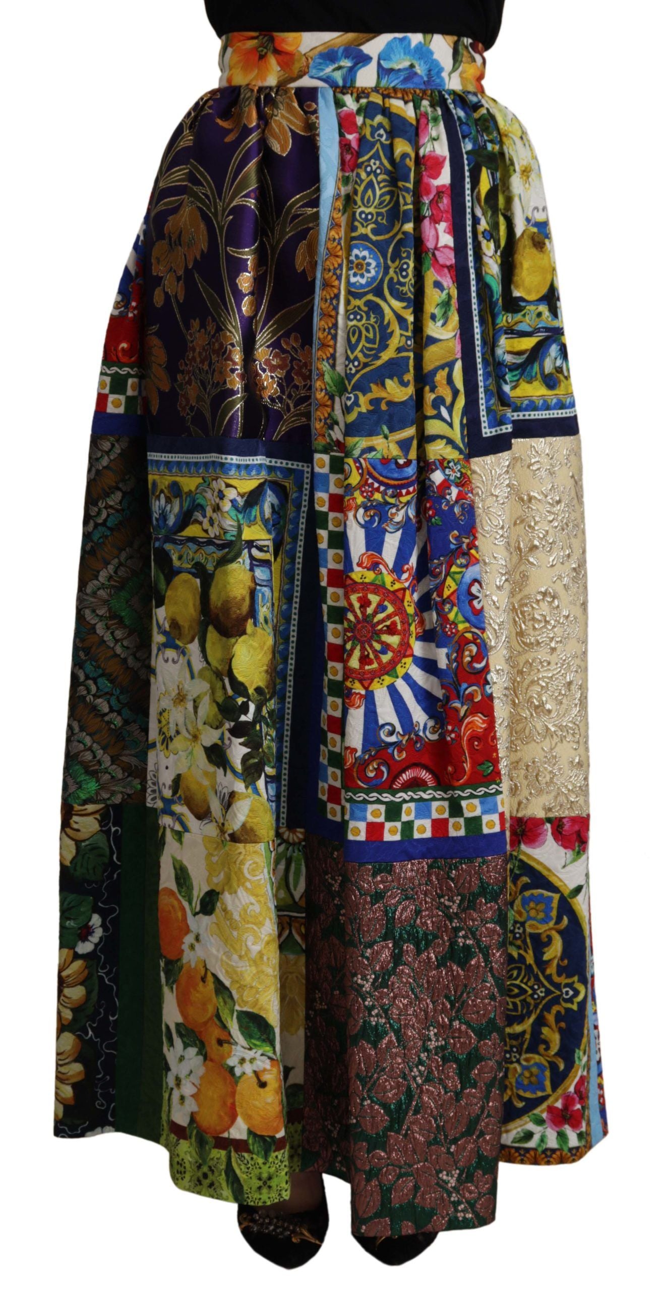Multicolor Patchwork Sicilië Lange Maxi Rok