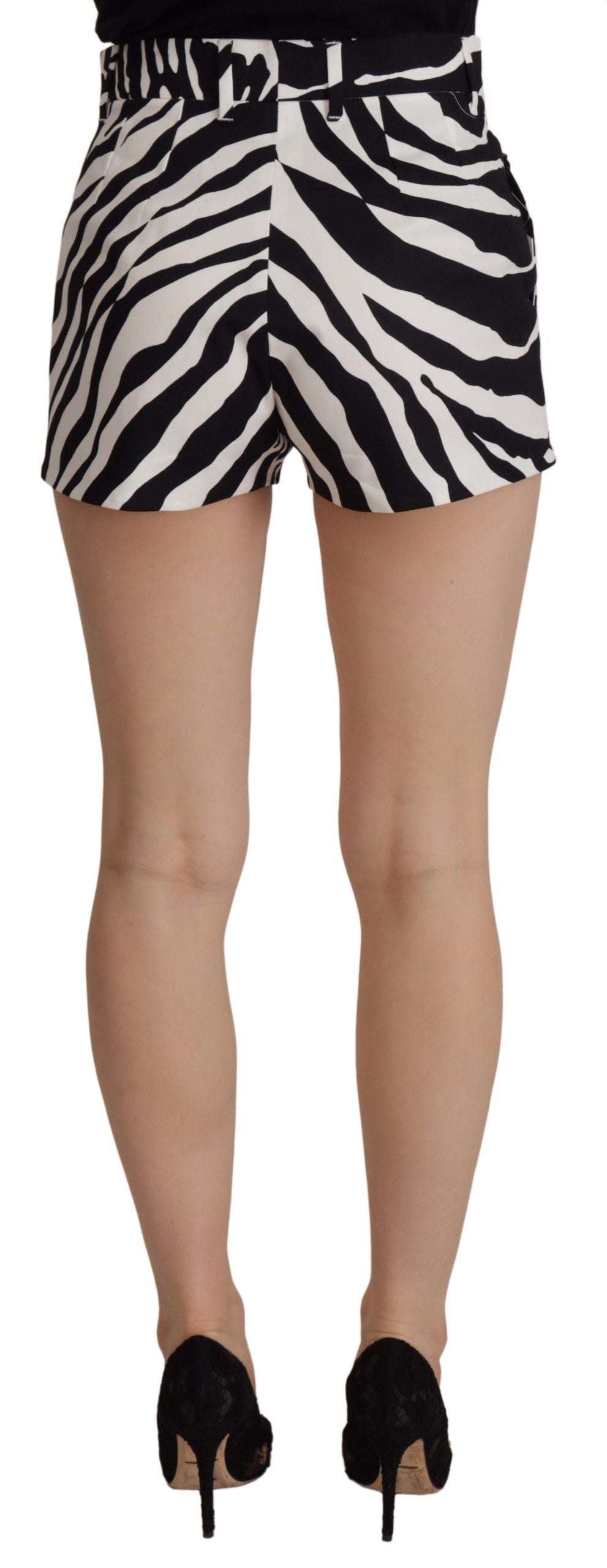Zwarte witte katoenen stretch hotpants shorts