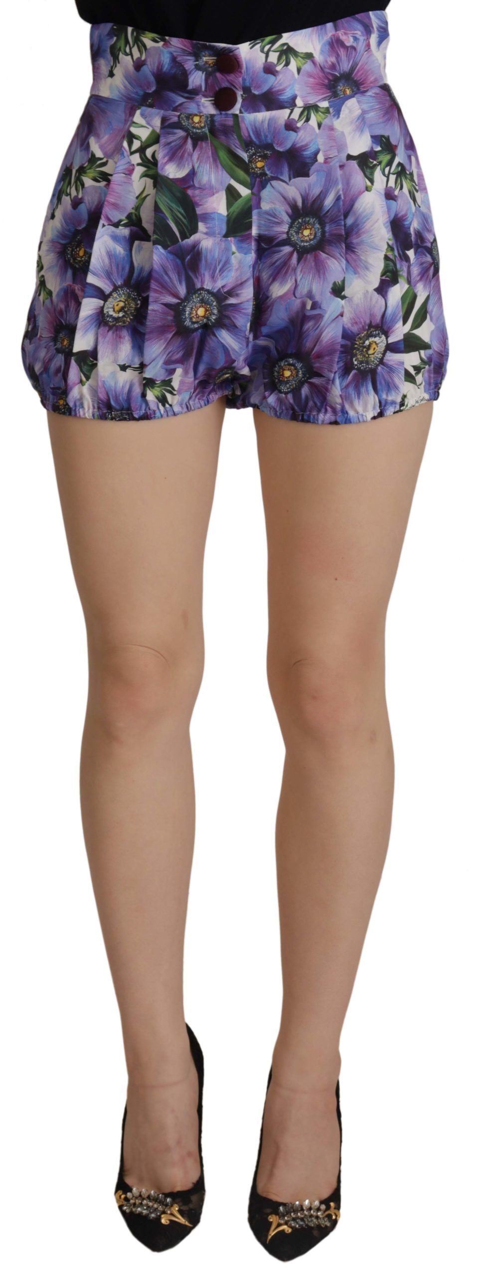 Paarse Anemone hoge taille hotpants shorts