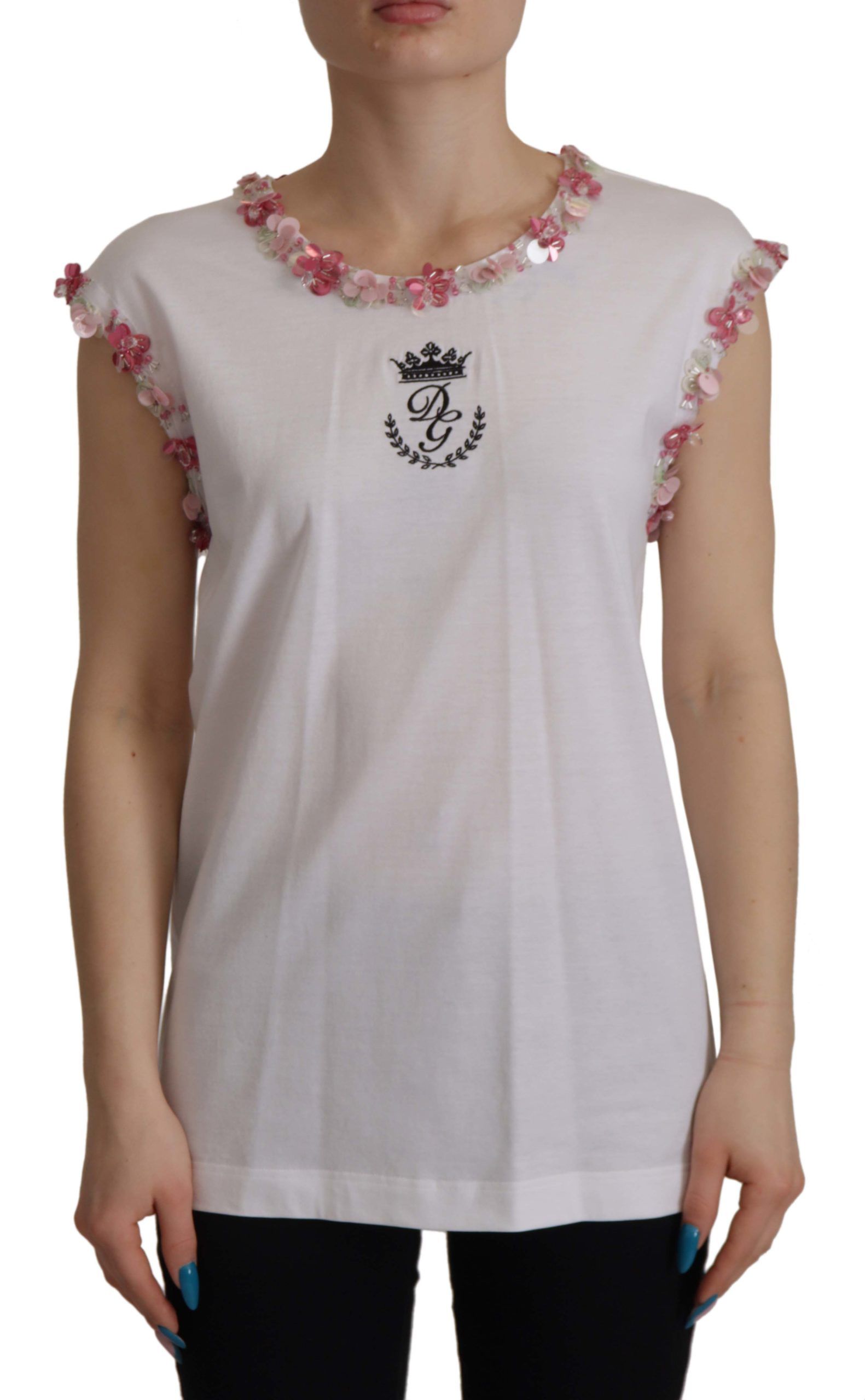 Wit DG Crown Floral Sequin T-shirt