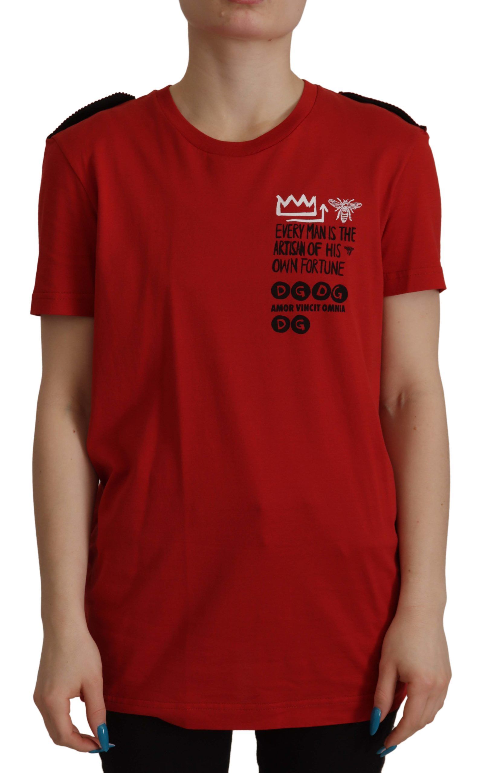 Rood Amor Vincit Omnia T-shirt met ronde hals