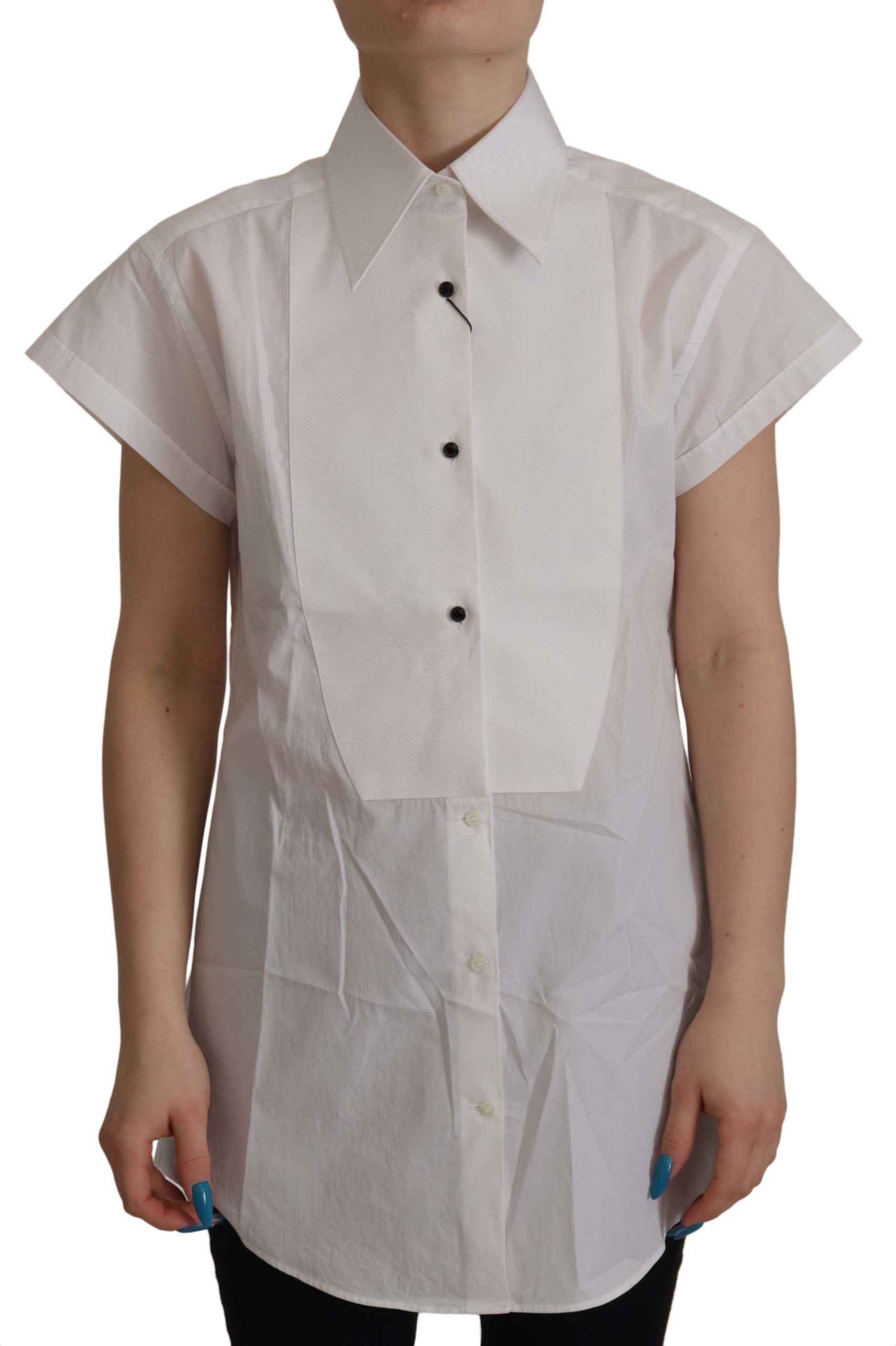 Witte mouwloze smoking formele blouse top