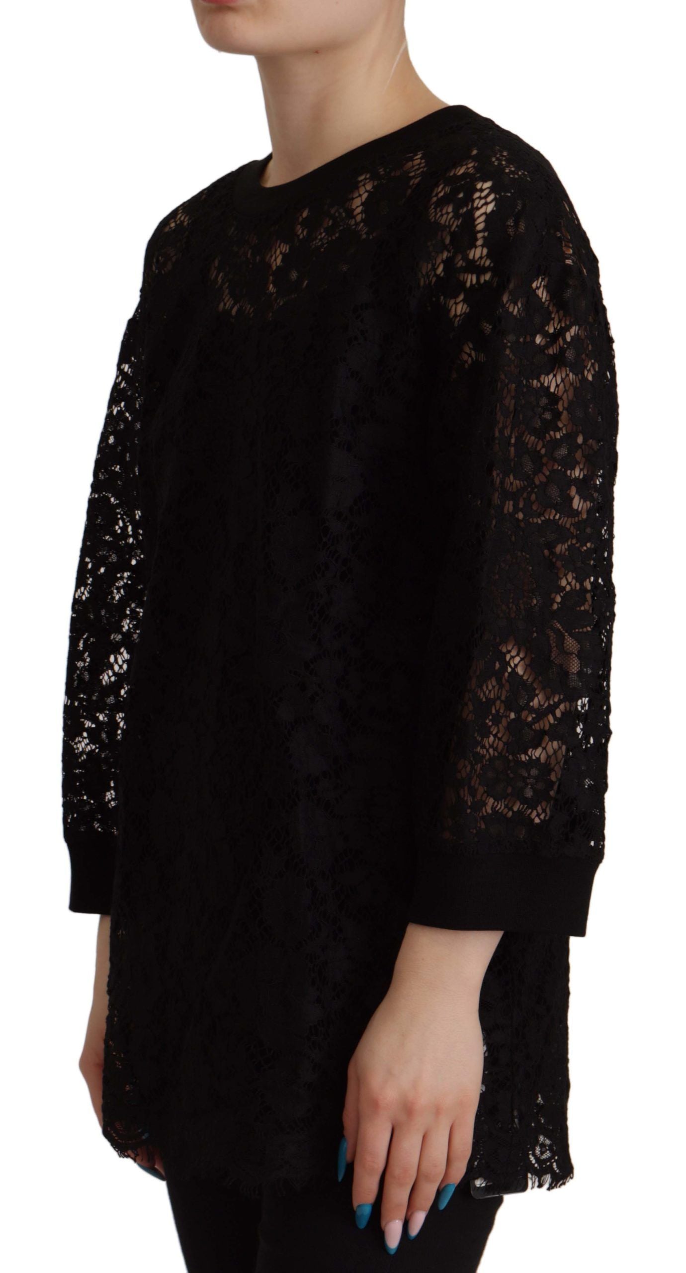 Zwarte bloemenkanten pullover Sicilië blouse