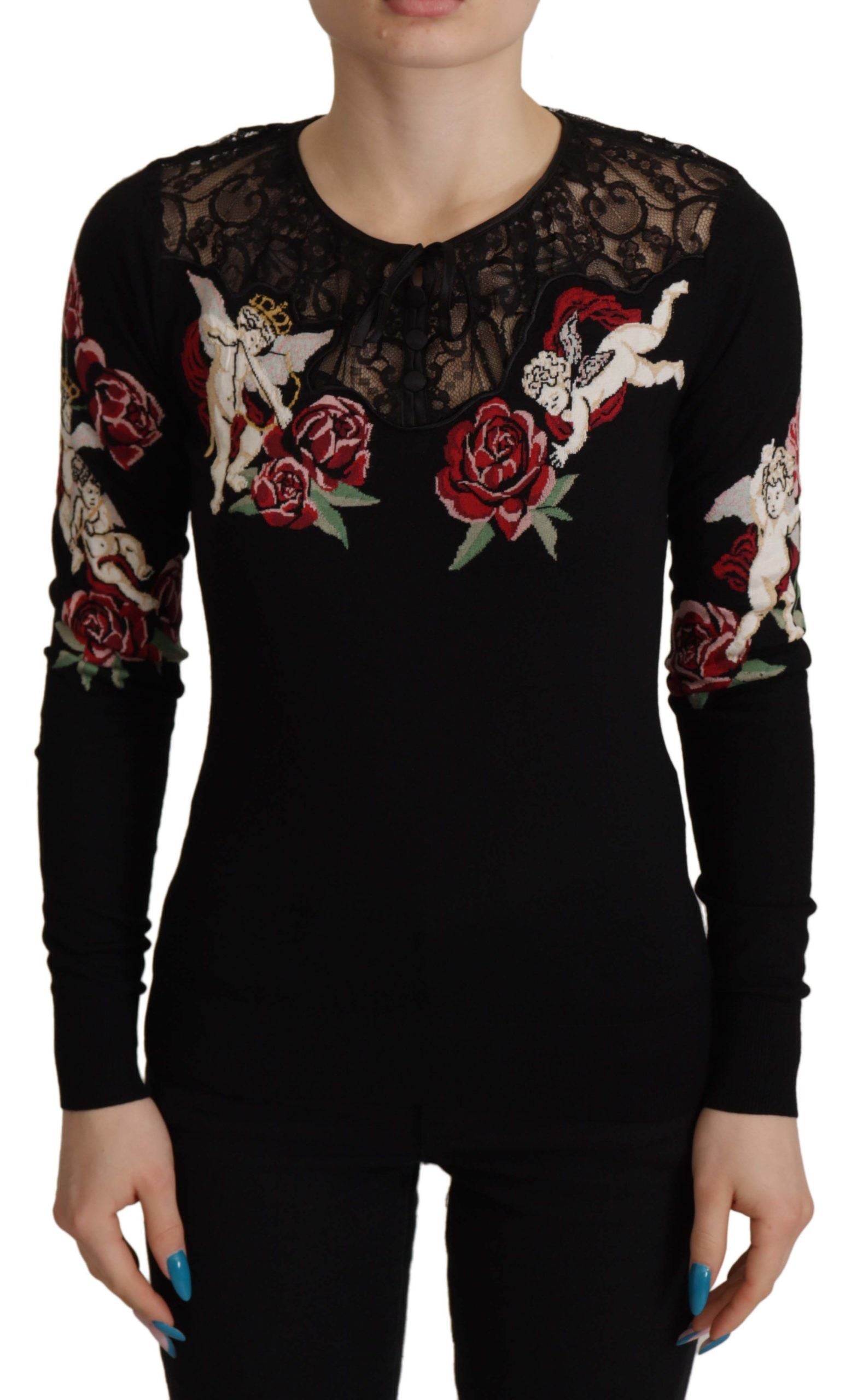 Zwarte kanten Angel Roses Cardigan Trui