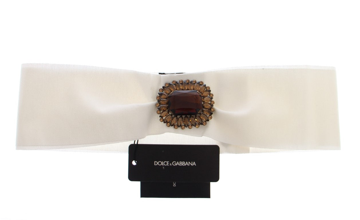 Witte kristallen messing brede taille runway riem