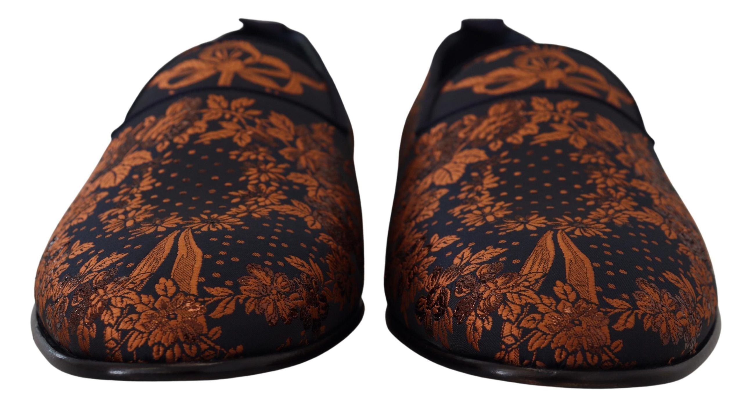 Blauwe roestkleurige loafers met bloemenprint