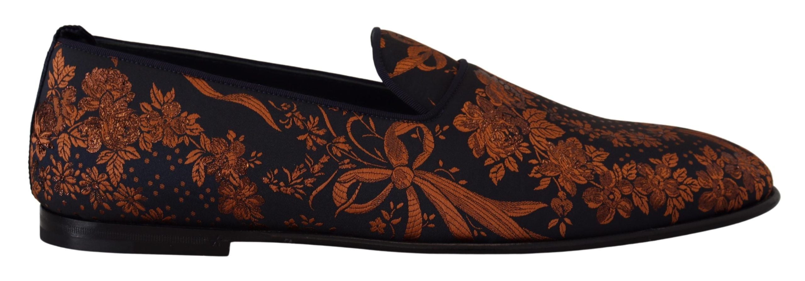 Blauwe roestkleurige loafers met bloemenprint