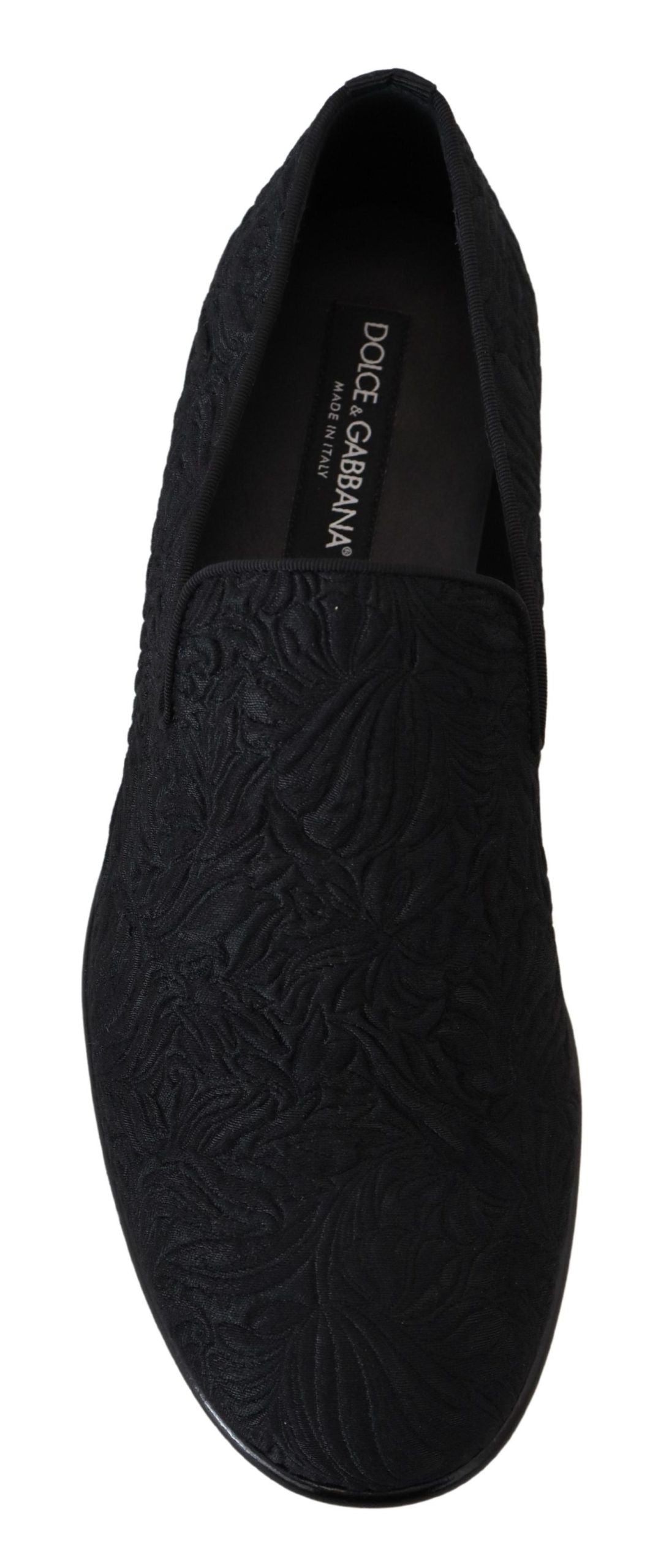 Zwarte jacquard pantoffels met bloemenmotief