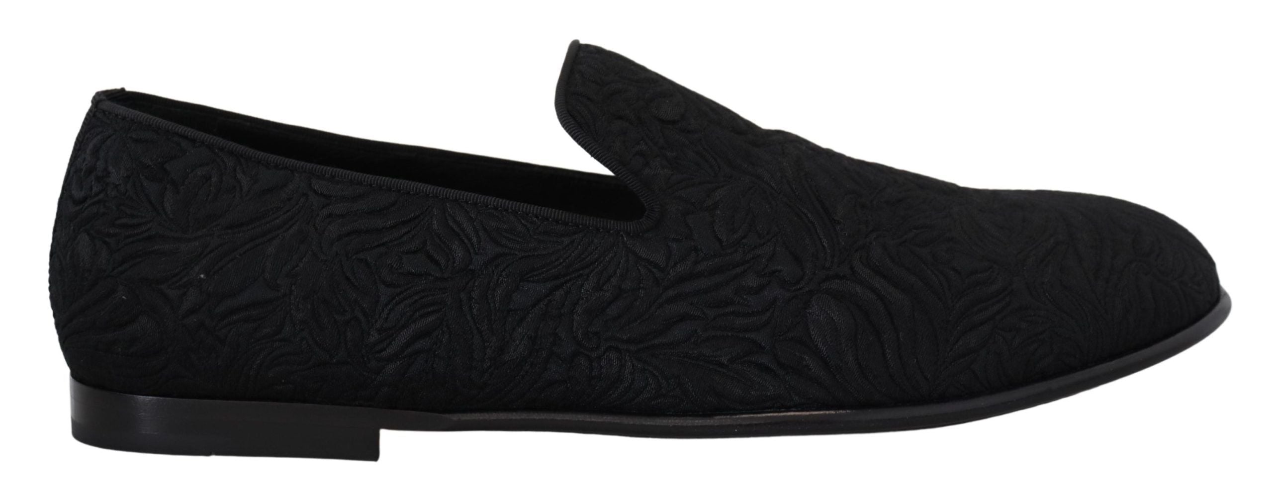 Zwarte jacquard pantoffels met bloemenmotief