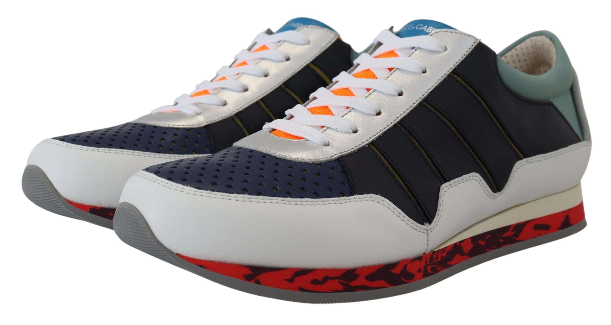 Veelkleurige leren sportschoenen met lage bovenkant