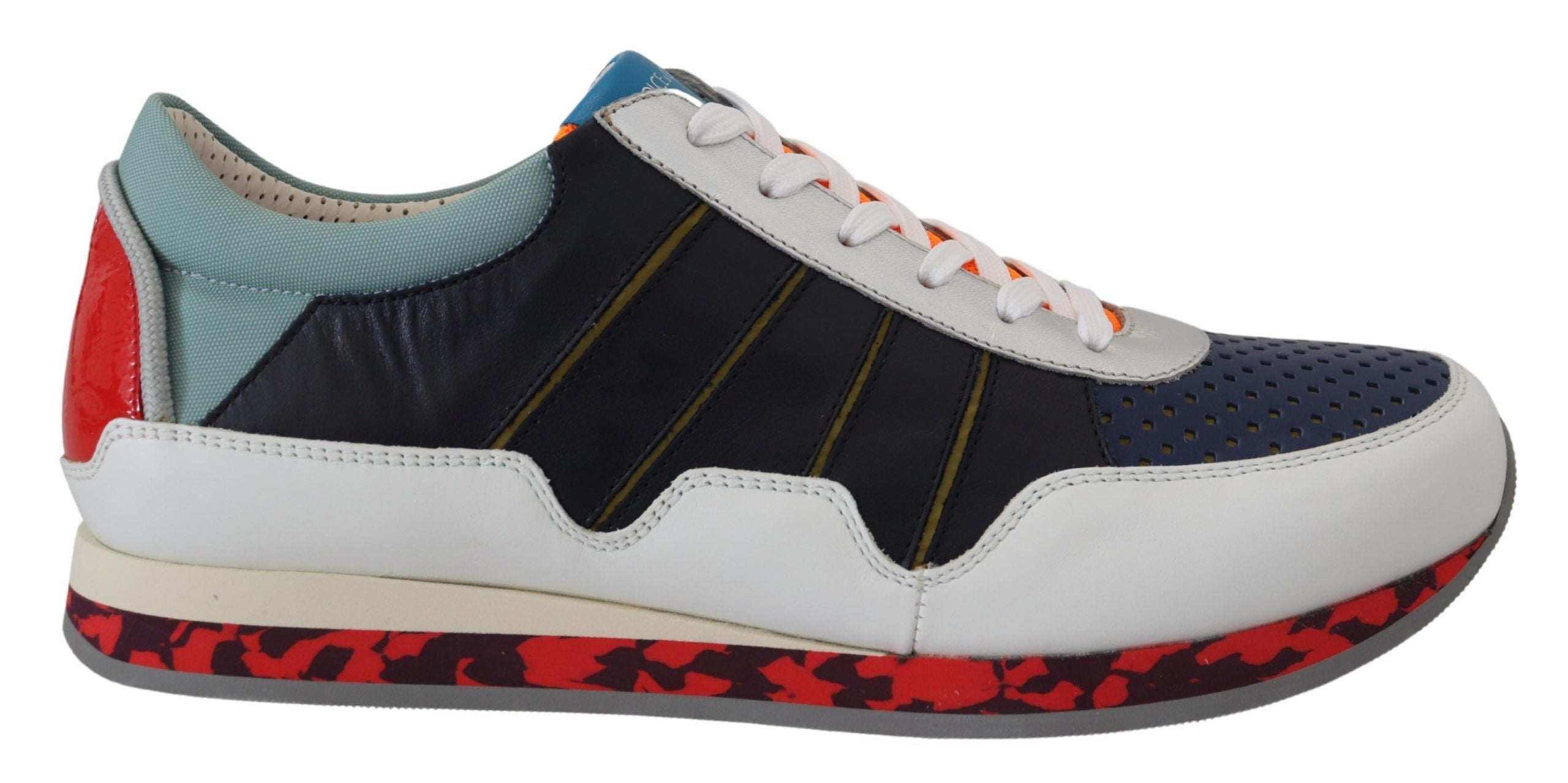 Veelkleurige leren sportschoenen met lage bovenkant