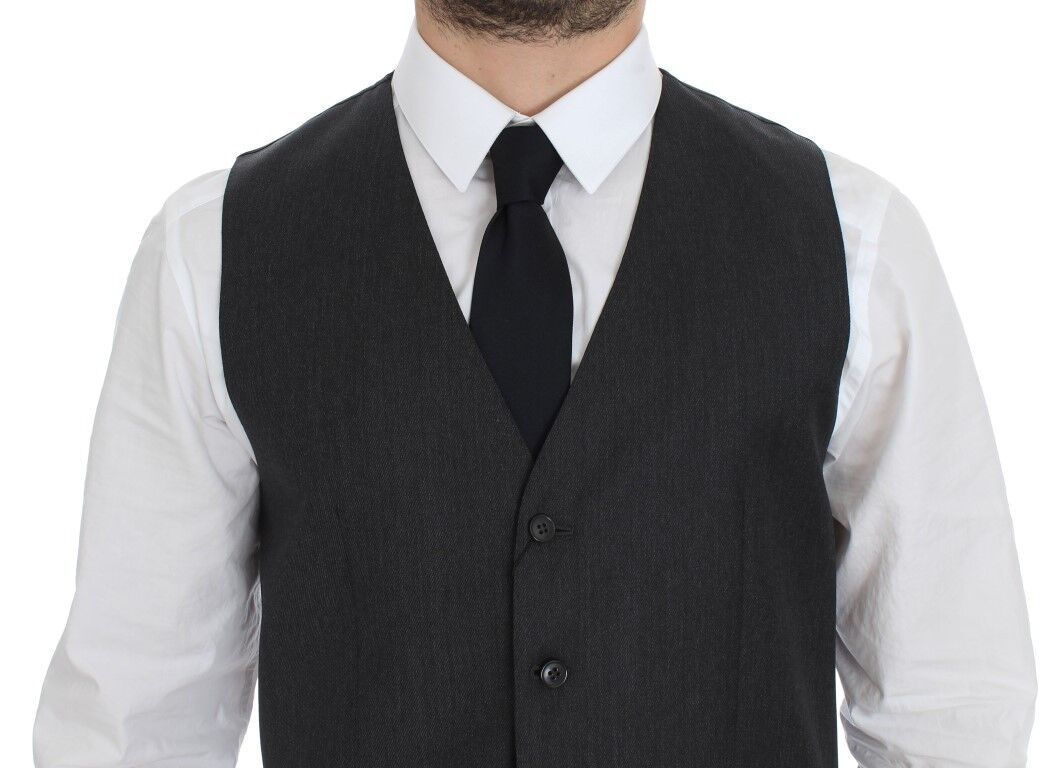 Grijze wollen formele jurk vest gilet weste