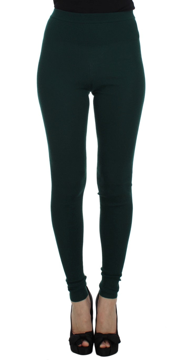 Groene kasjmier stretch panty broek