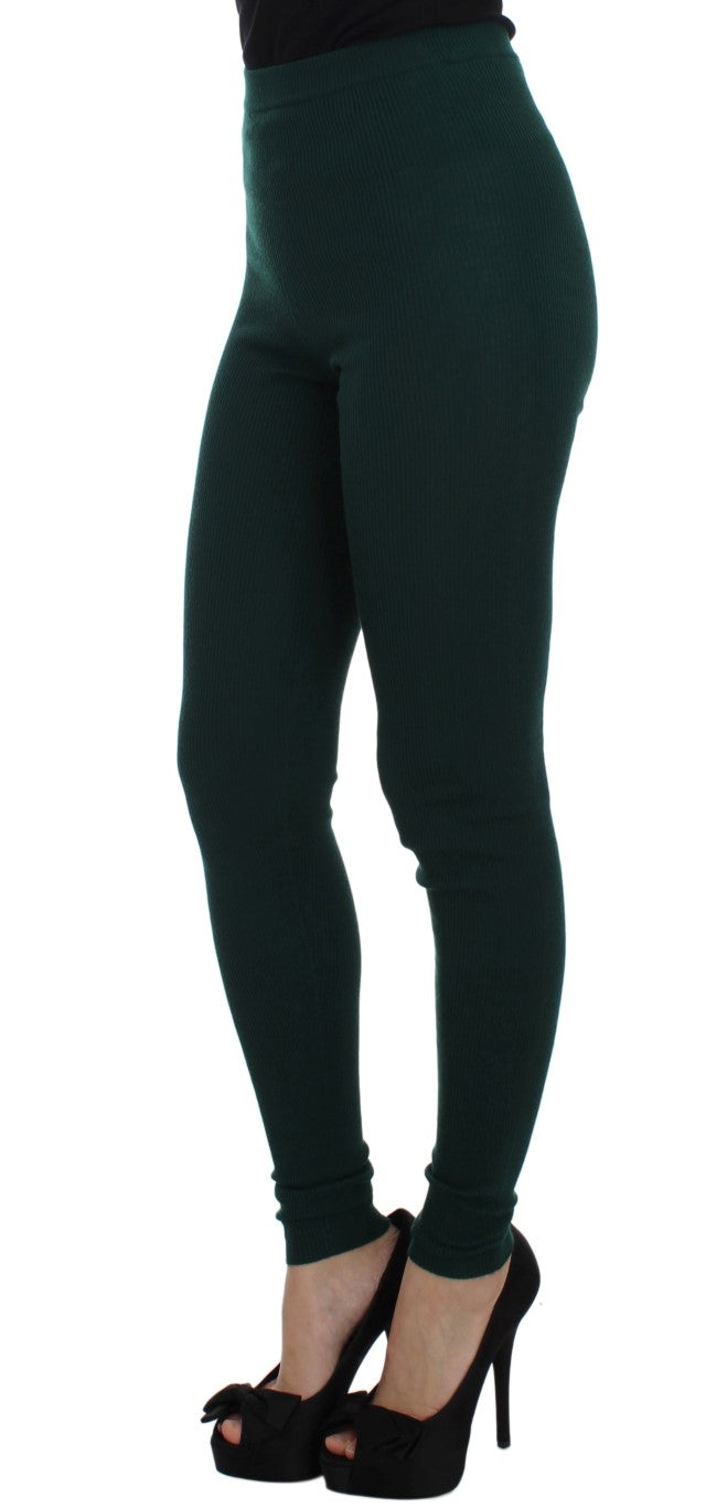 Groene kasjmier stretch panty broek
