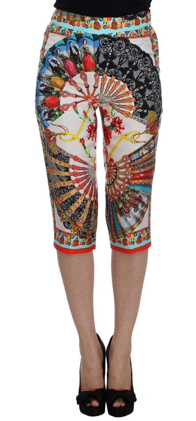Multicolor Majolica Sicilië Zijden Broek
