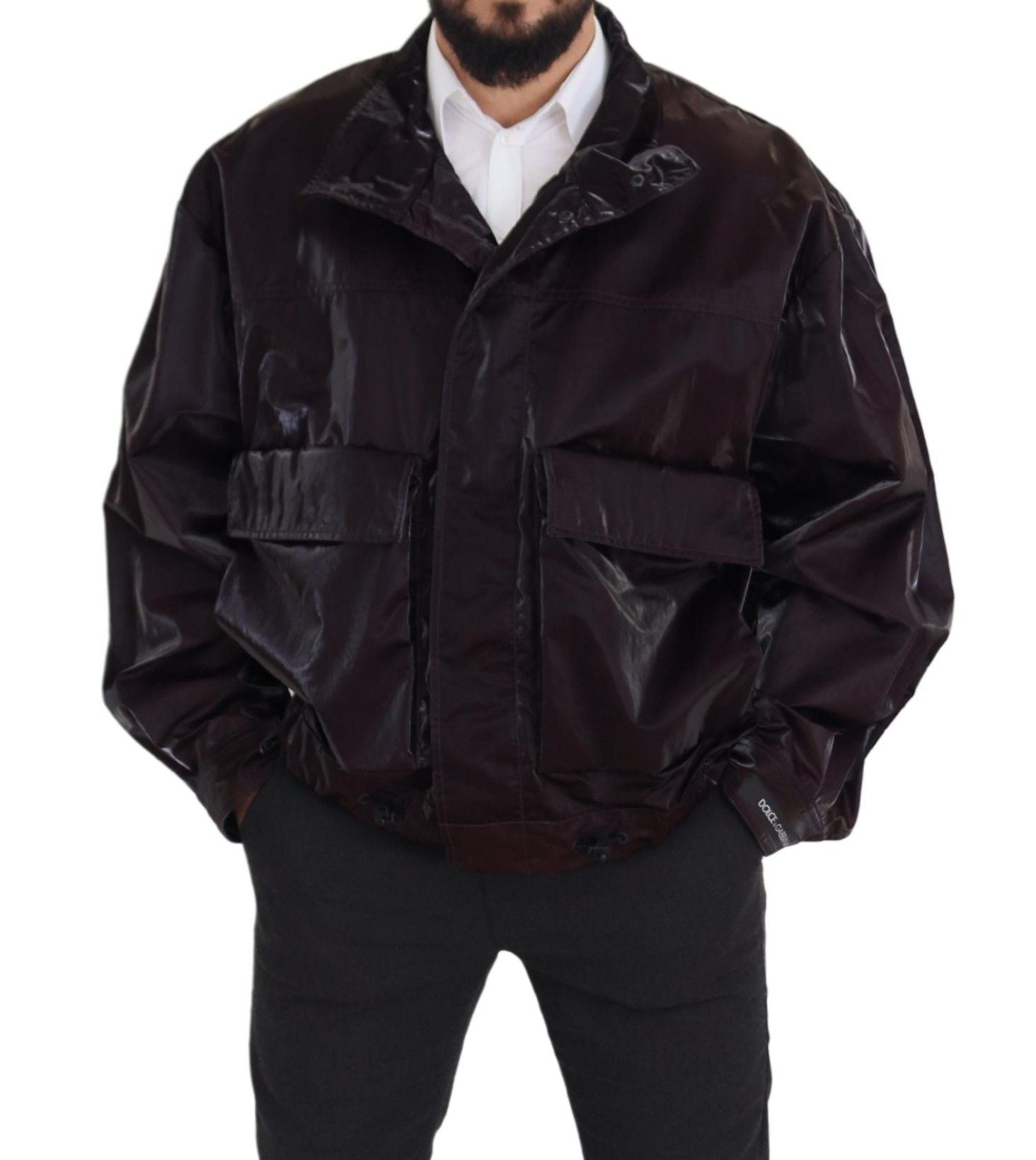 Bordeaux nylon kraag herenjas
