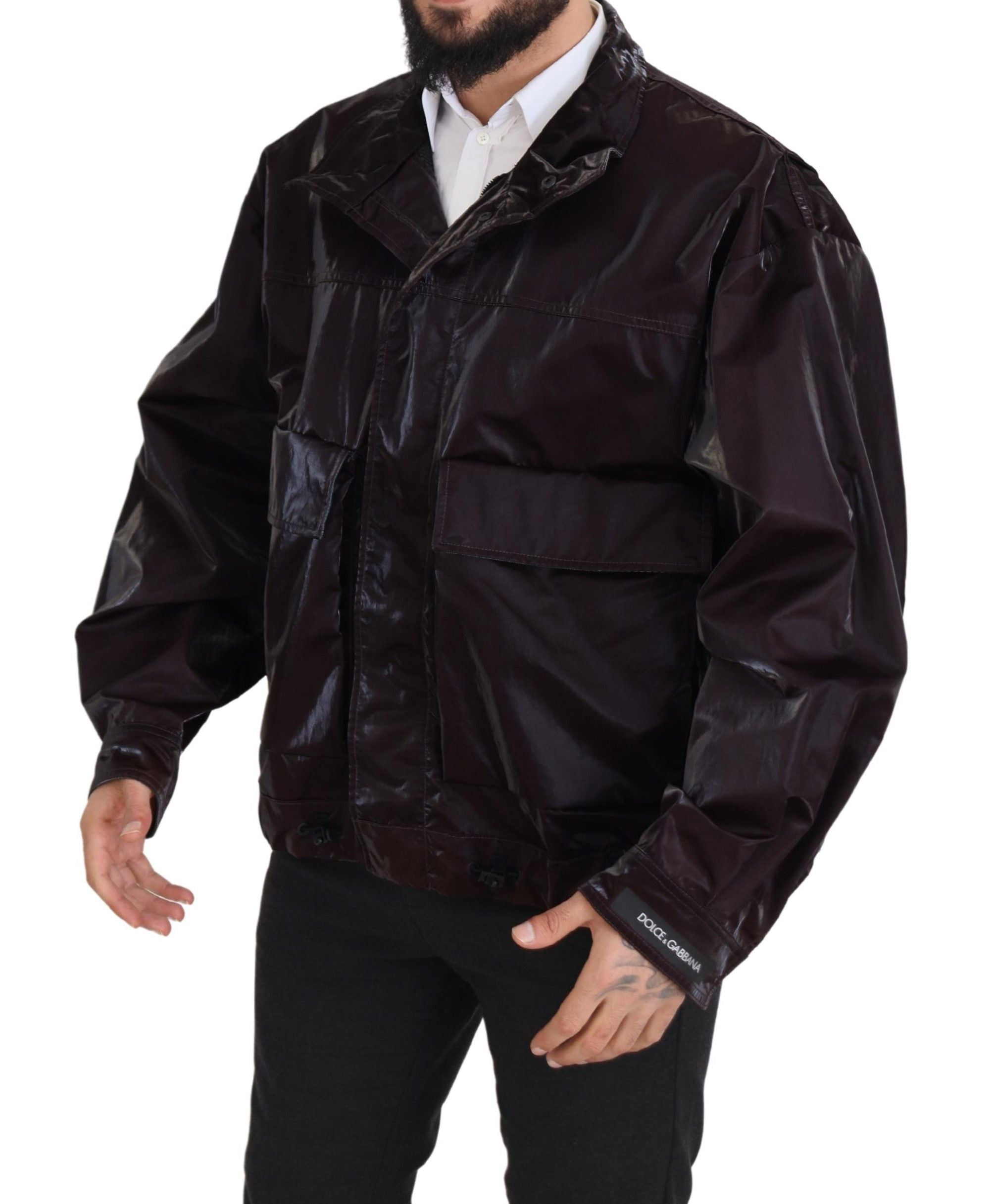 Bordeaux nylon kraag herenjas