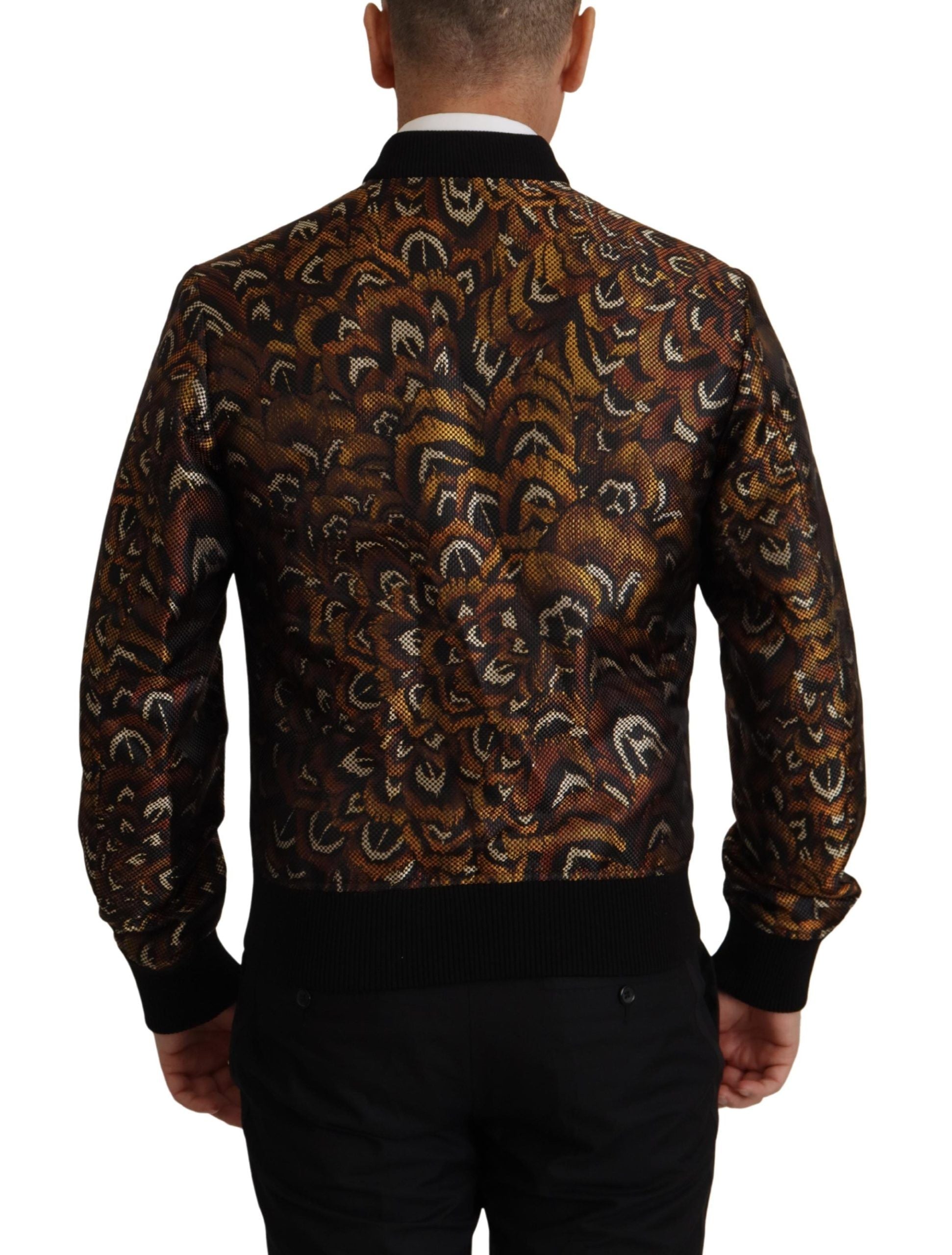 Bruine, doorlopende ritsblouse met veren