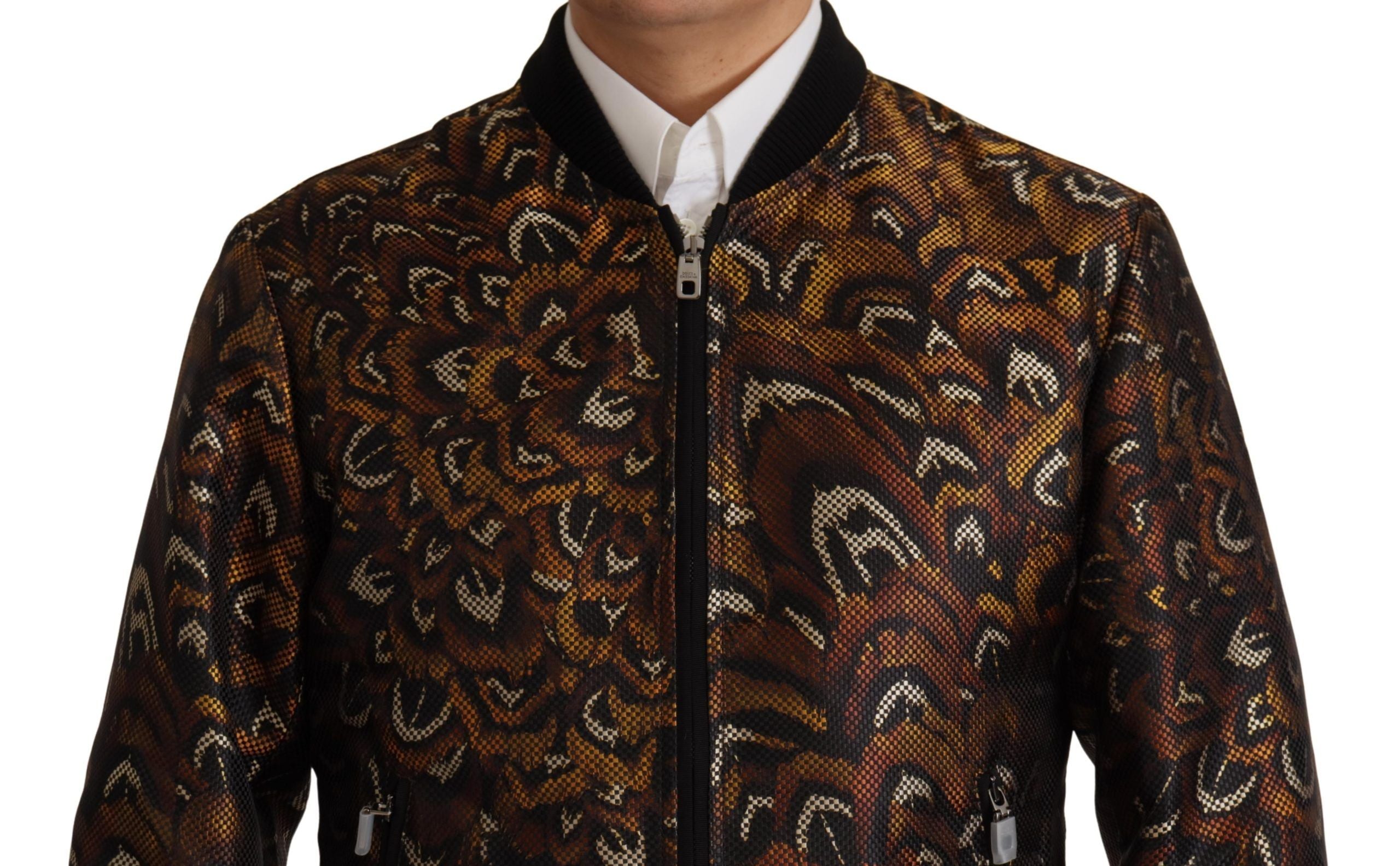 Bruine, doorlopende ritsblouse met veren