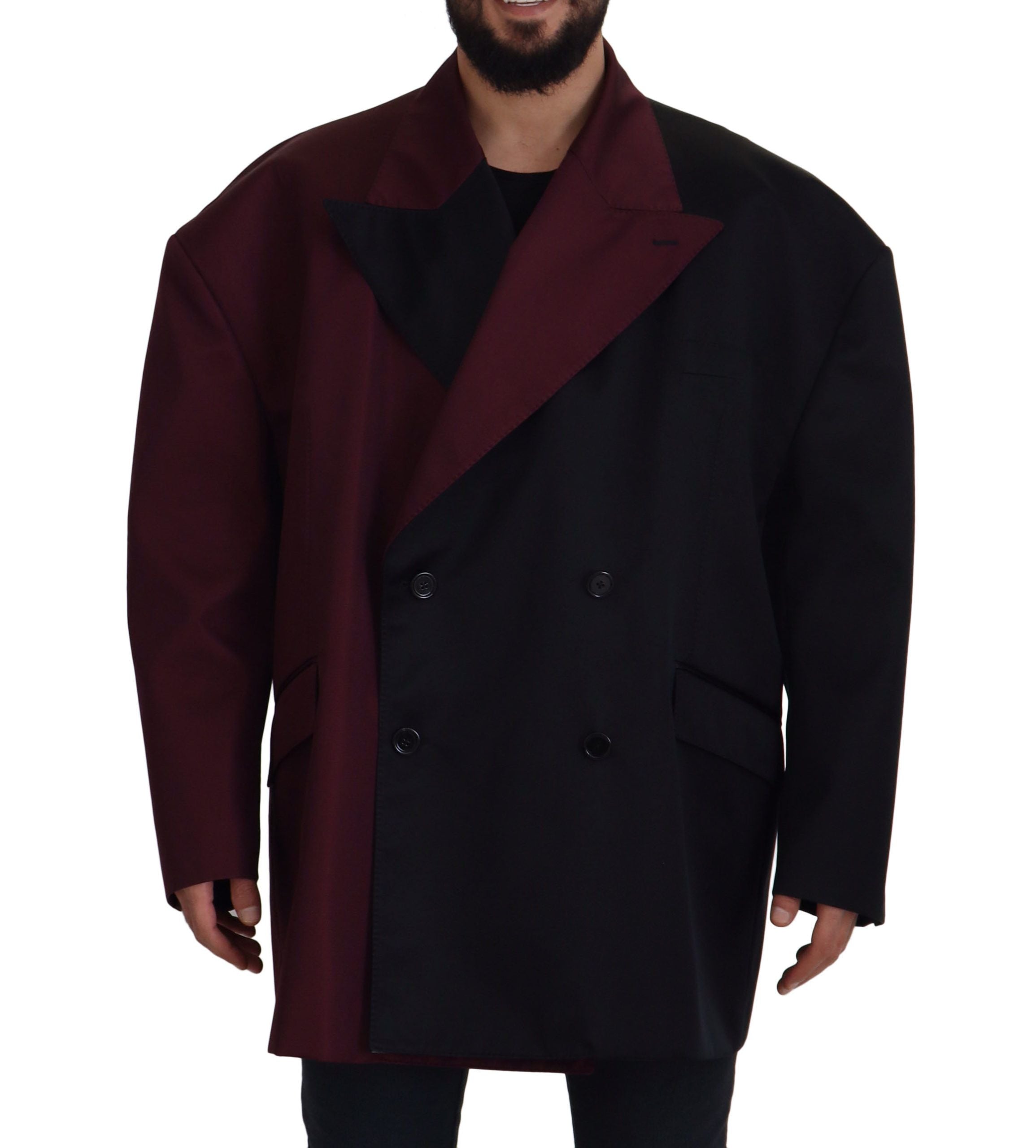 Bordeaux polyester dubbelrijs jasje