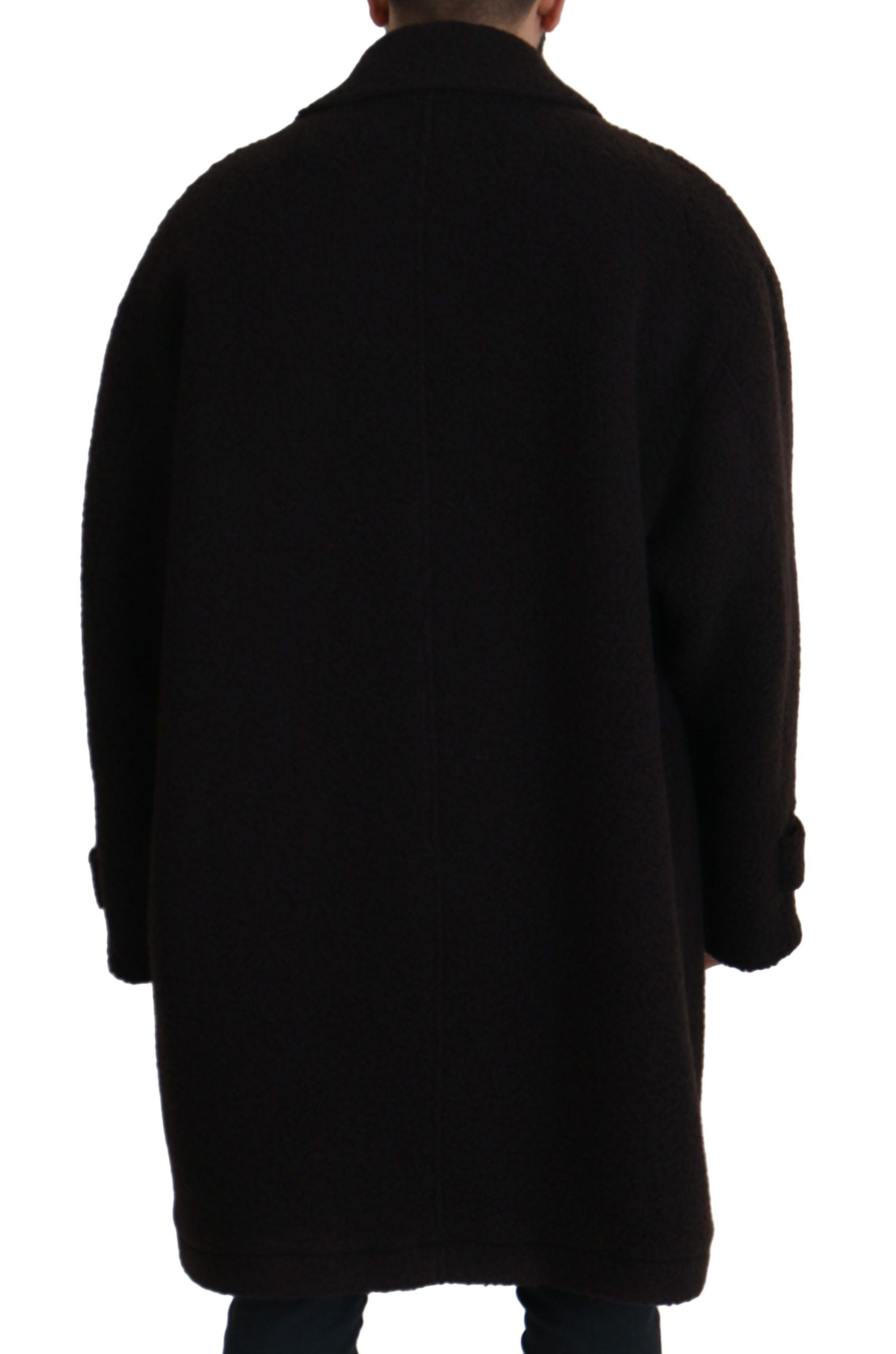 Zwarte alpaca trenchcoat met knopen
