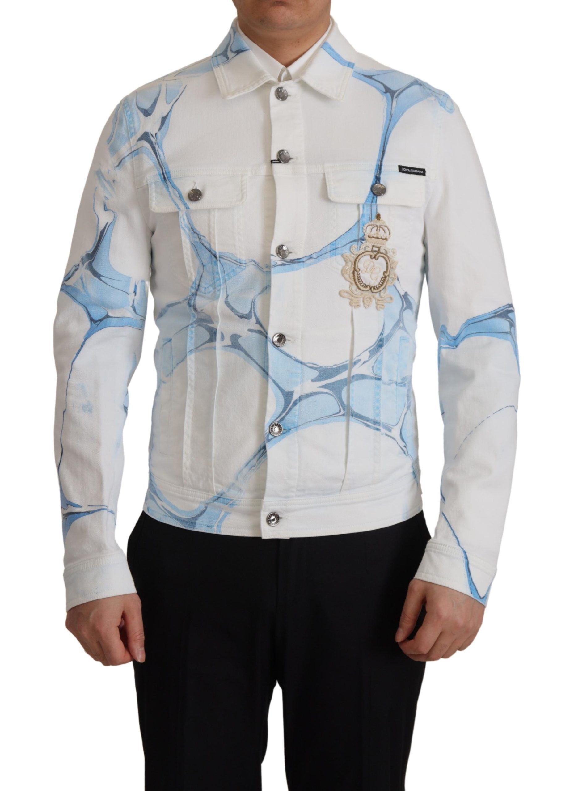 Wit katoenen denimjack met logoborduursel