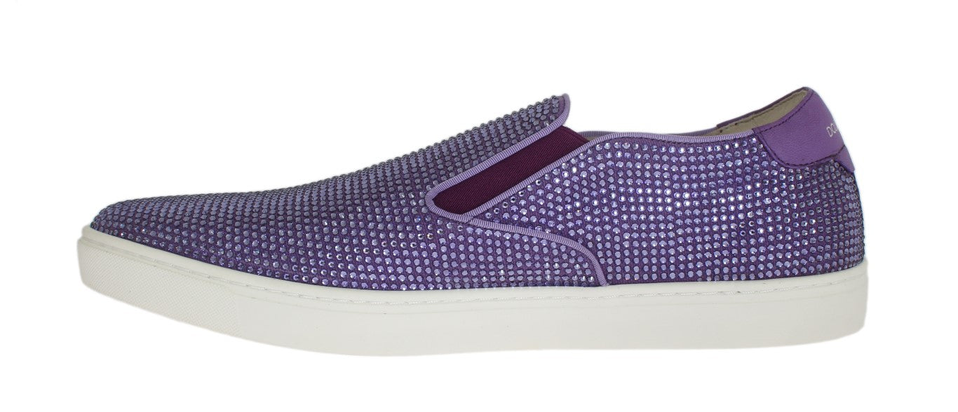 Paarse sneakers met strass canvas logo