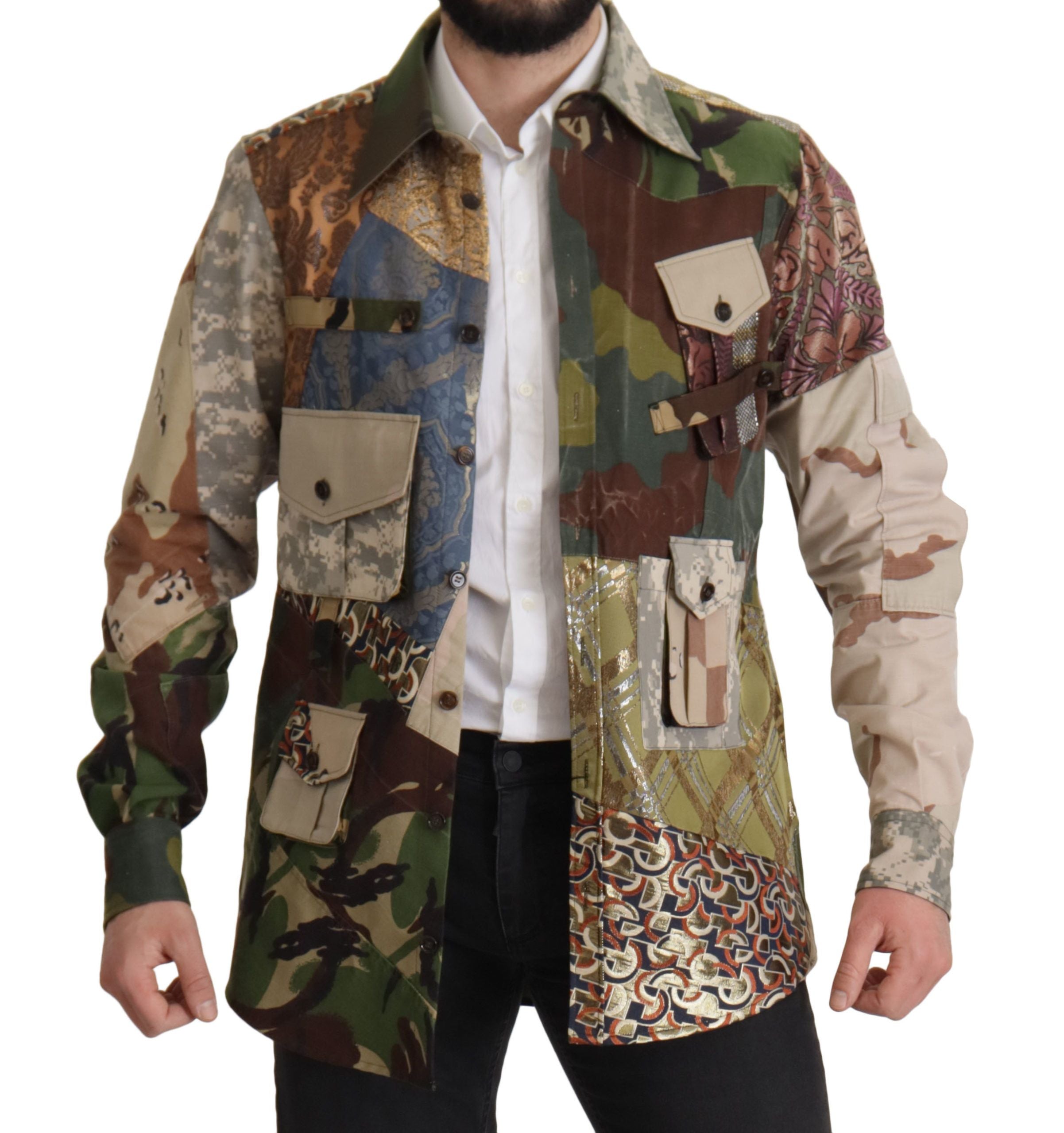 Veelkleurig patchwork overhemd met knoopjes