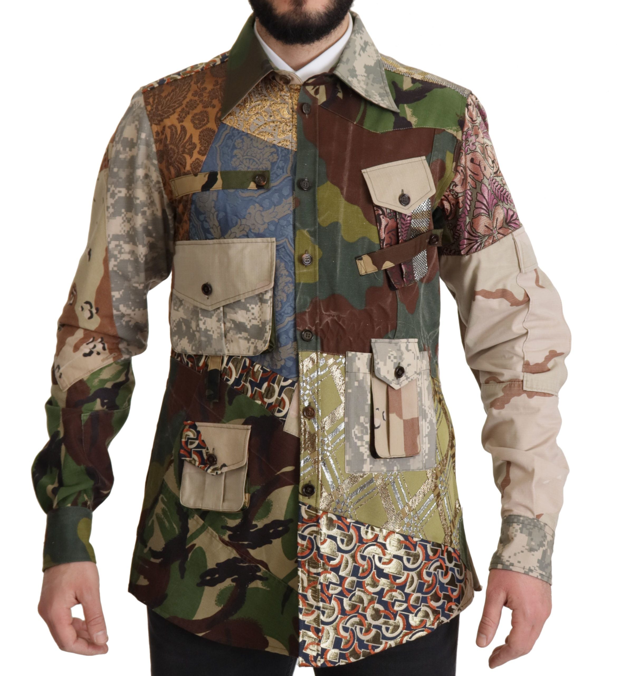 Veelkleurig patchwork overhemd met knoopjes
