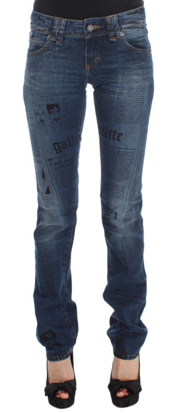 Blue Wash Katoenmix Slim Fit Bootcut Jeans