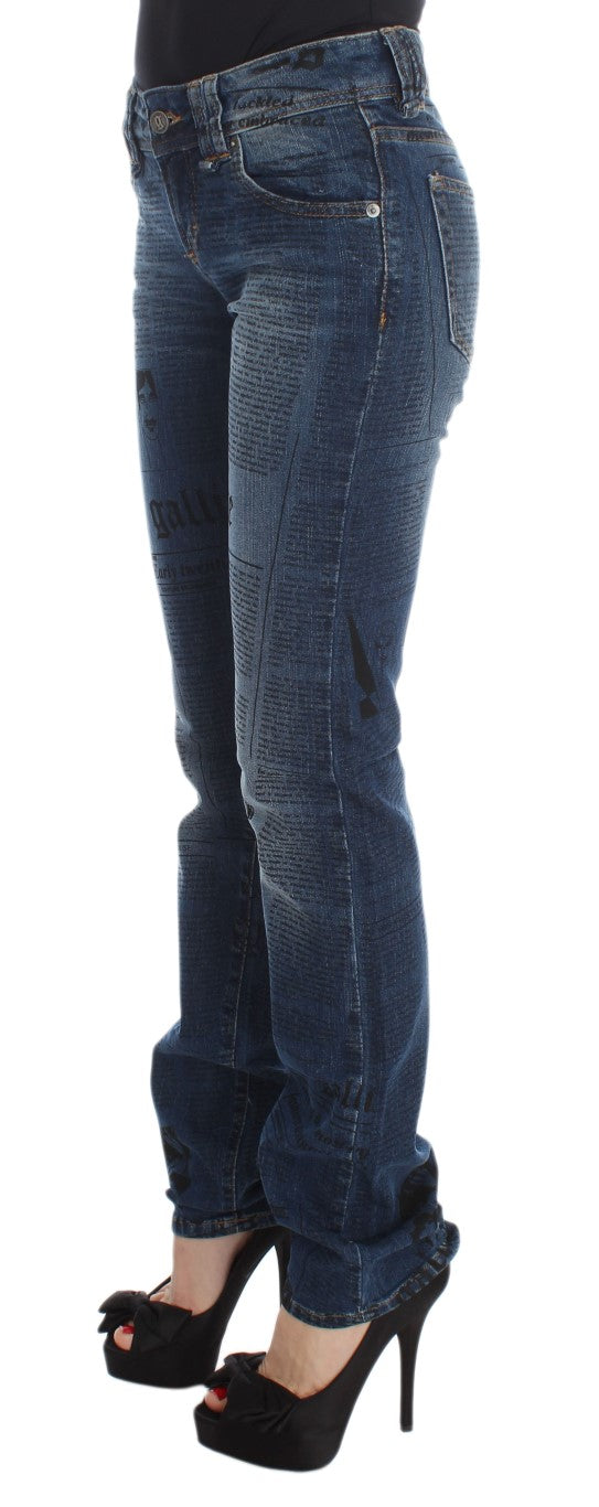 Blue Wash Katoenmix Slim Fit Bootcut Jeans