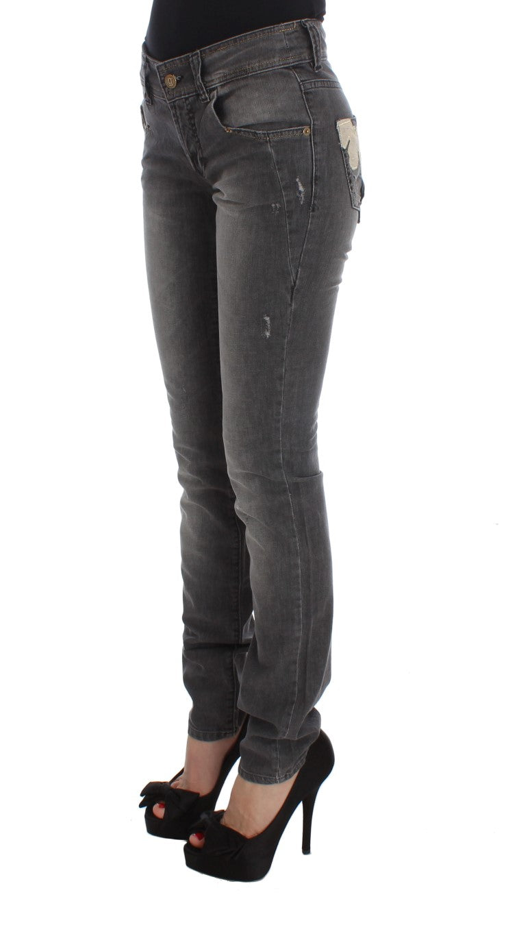 Grijs gewassen katoenmix slim fit stretch jeans
