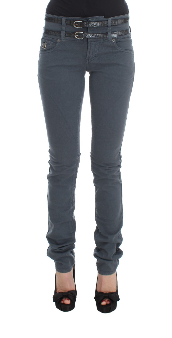 Blauwe jeans met hoge taille en een slim fit van katoenmix
