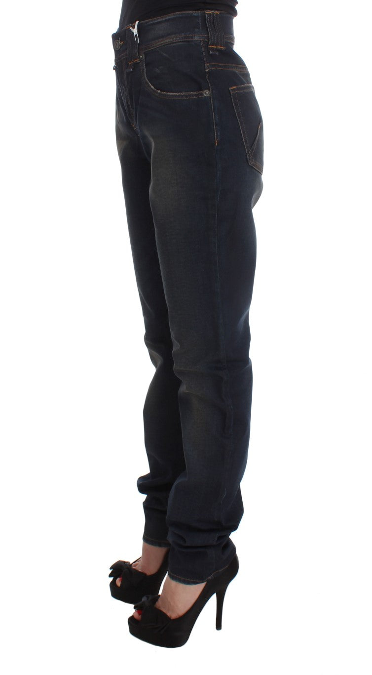Boyfriend Fit Jeans met blauwe wassing van katoenmix