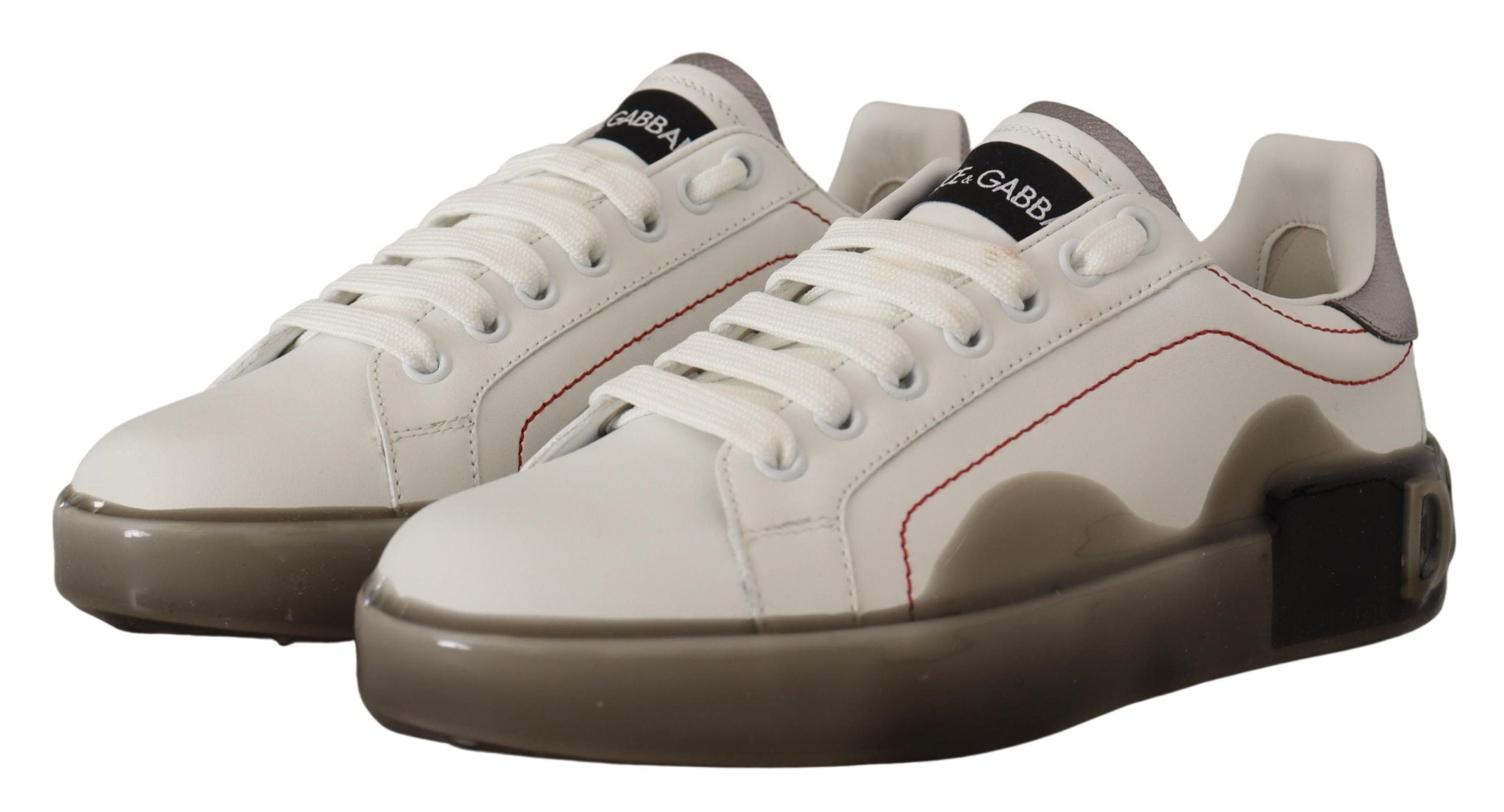 Witte leren schoenen dames logo Portofino sneakers