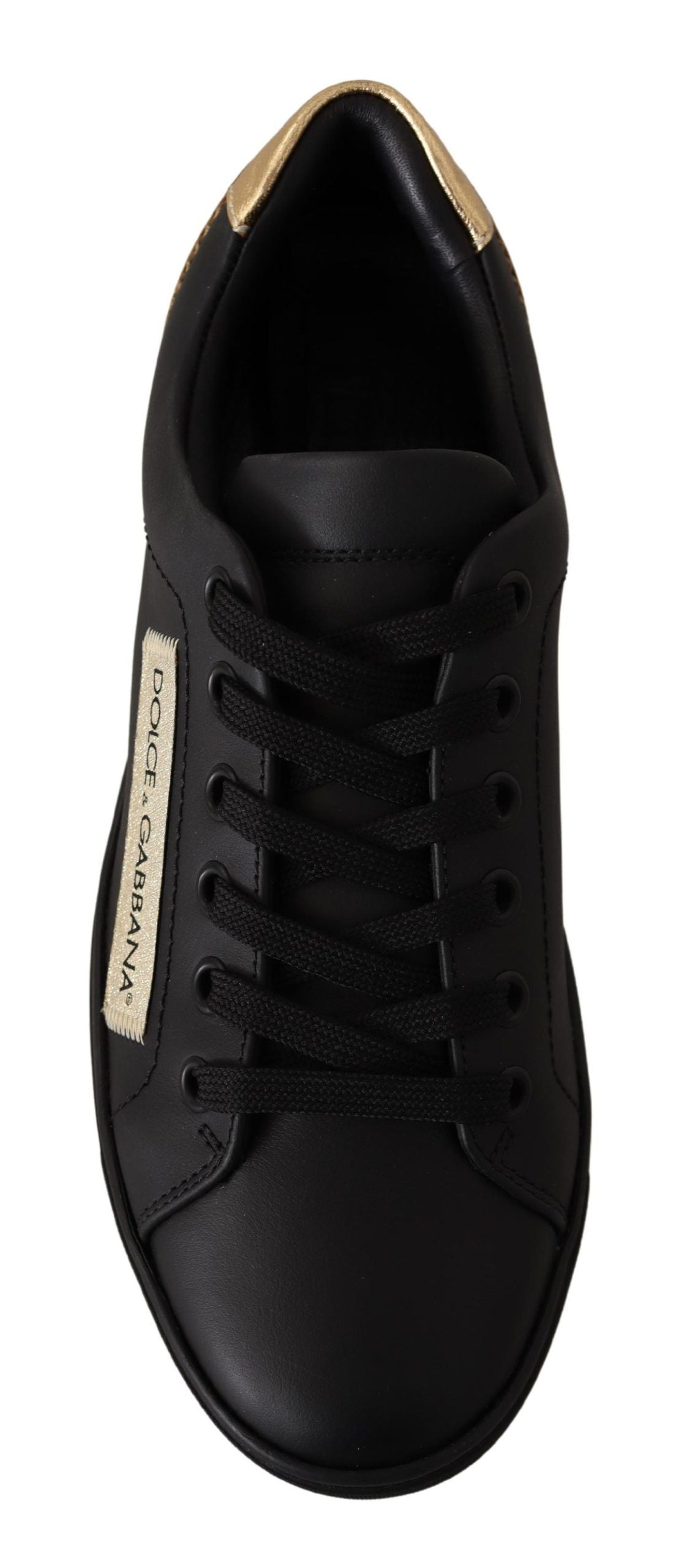Zwarte gouden leren lage sneakers voor dames